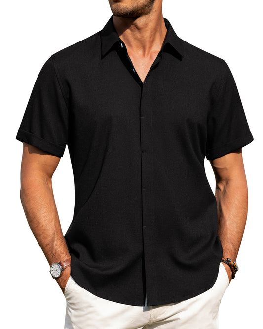 J.VER Men's Cotton Linen Short Sleeve Shirts
