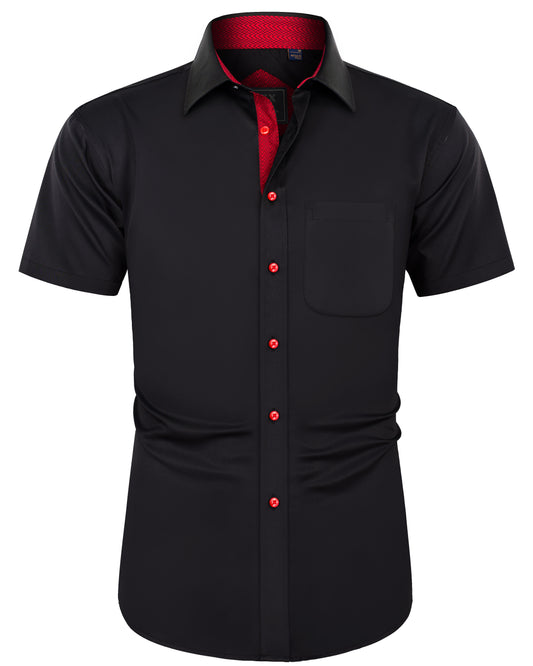 J.VER Men Short Sleeve Dress Shirts with Pocket Button Down Shirt
