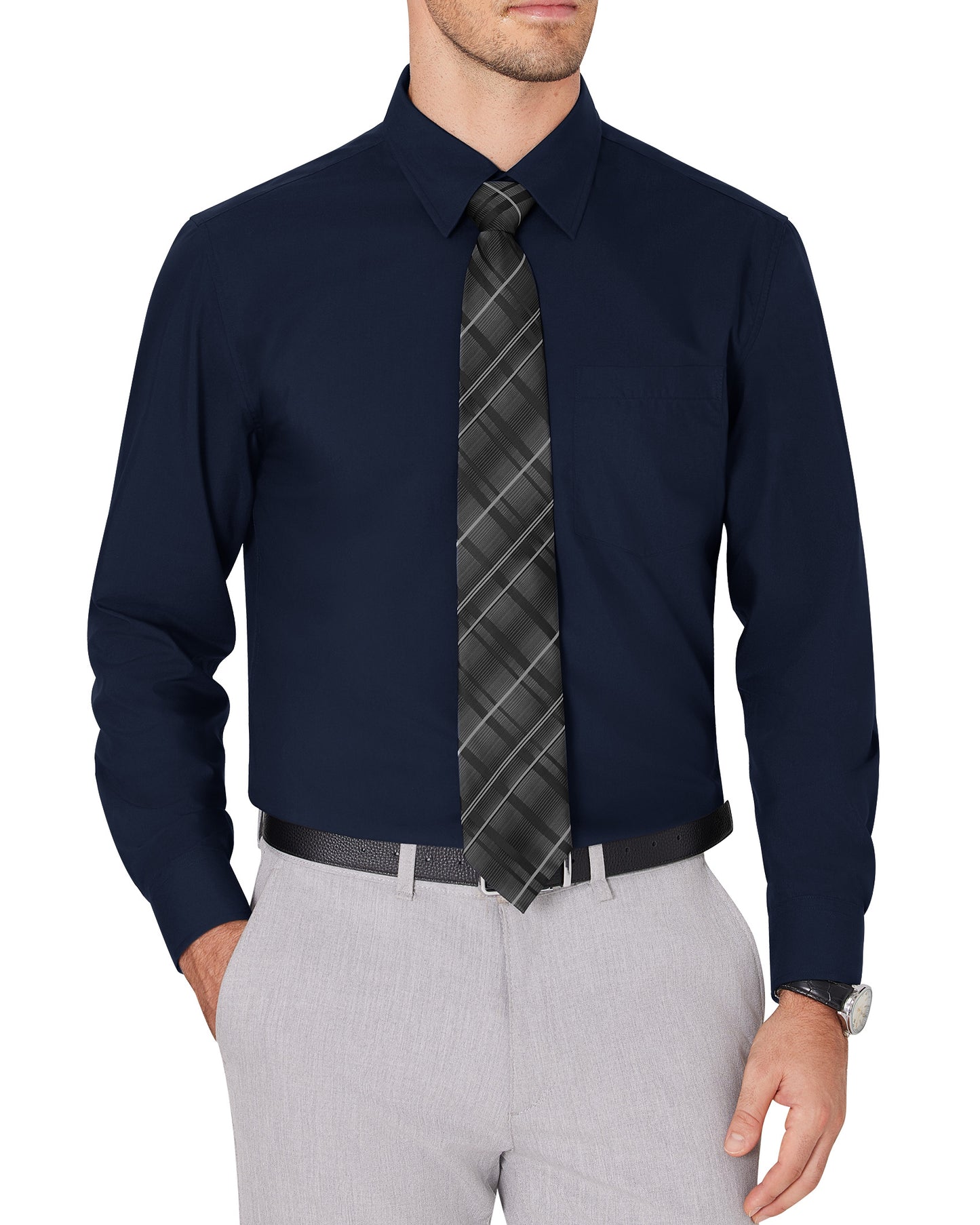 J.VER Men's Dress Wrinkle Free Long Sleeve Formal Button Down Shirts