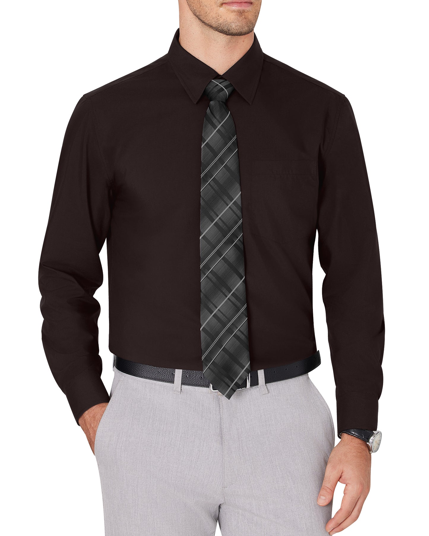 J.VER Men's Dress Wrinkle Free Long Sleeve Formal Button Down Shirts