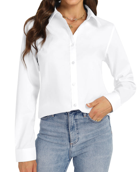 J.VER Womens Button Down Shirt Long Sleeve Dress Shirts Work Blouse