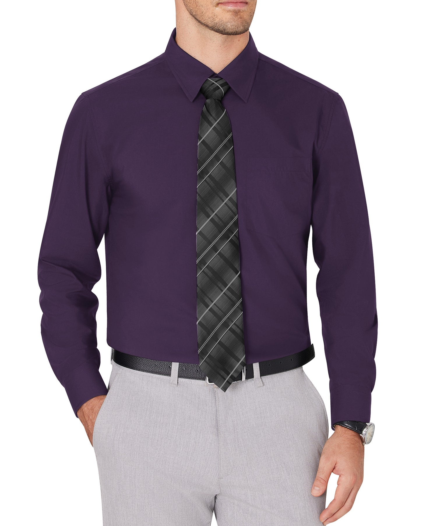 J.VER Men's Dress Wrinkle Free Long Sleeve Formal Button Down Shirts