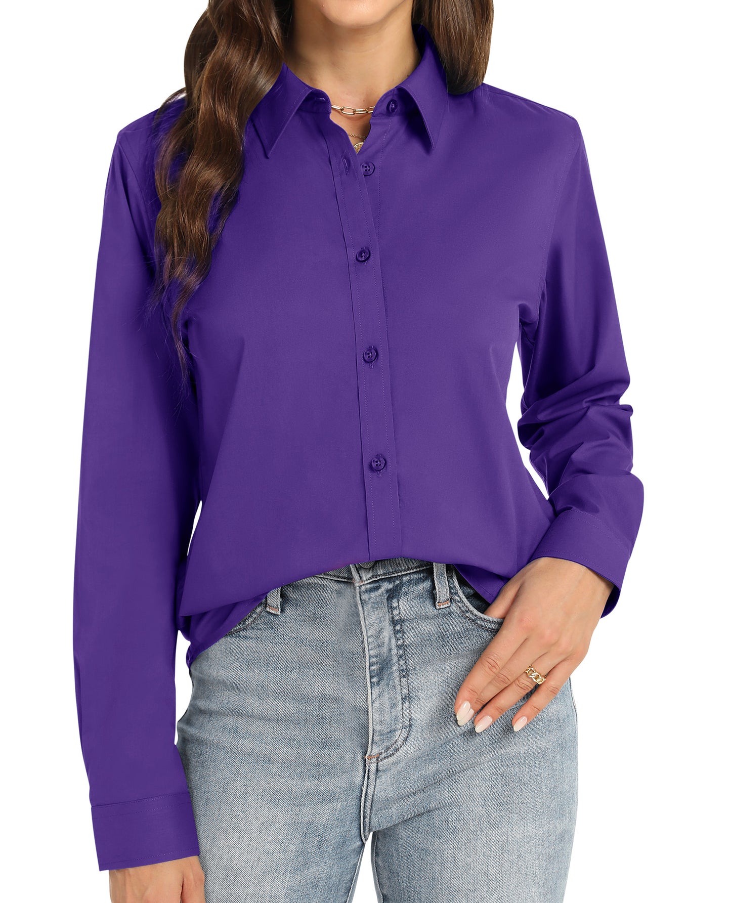 J.VER Womens Button Down Shirt Long Sleeve Dress Shirts Work Blouse