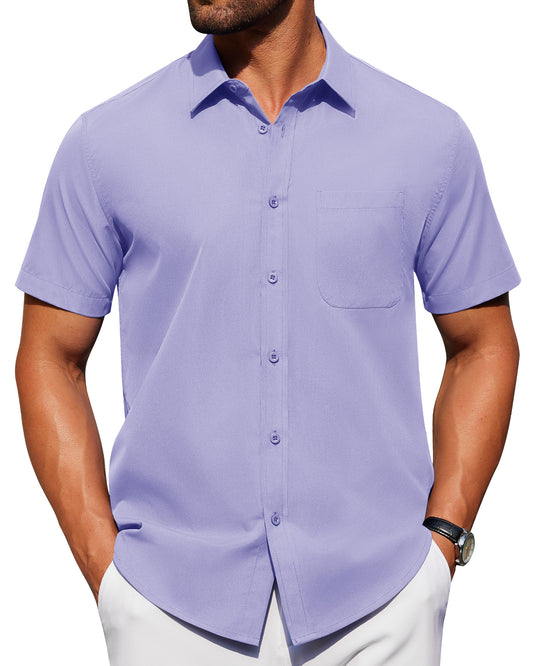 Mens Short Sleeve Dress Shirt Wrinkle Free