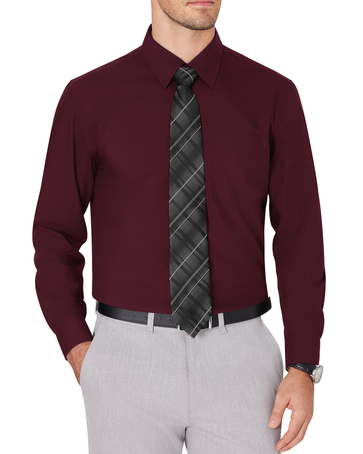J.VER Men's Dress Wrinkle Free Long Sleeve Formal Button Down Shirts