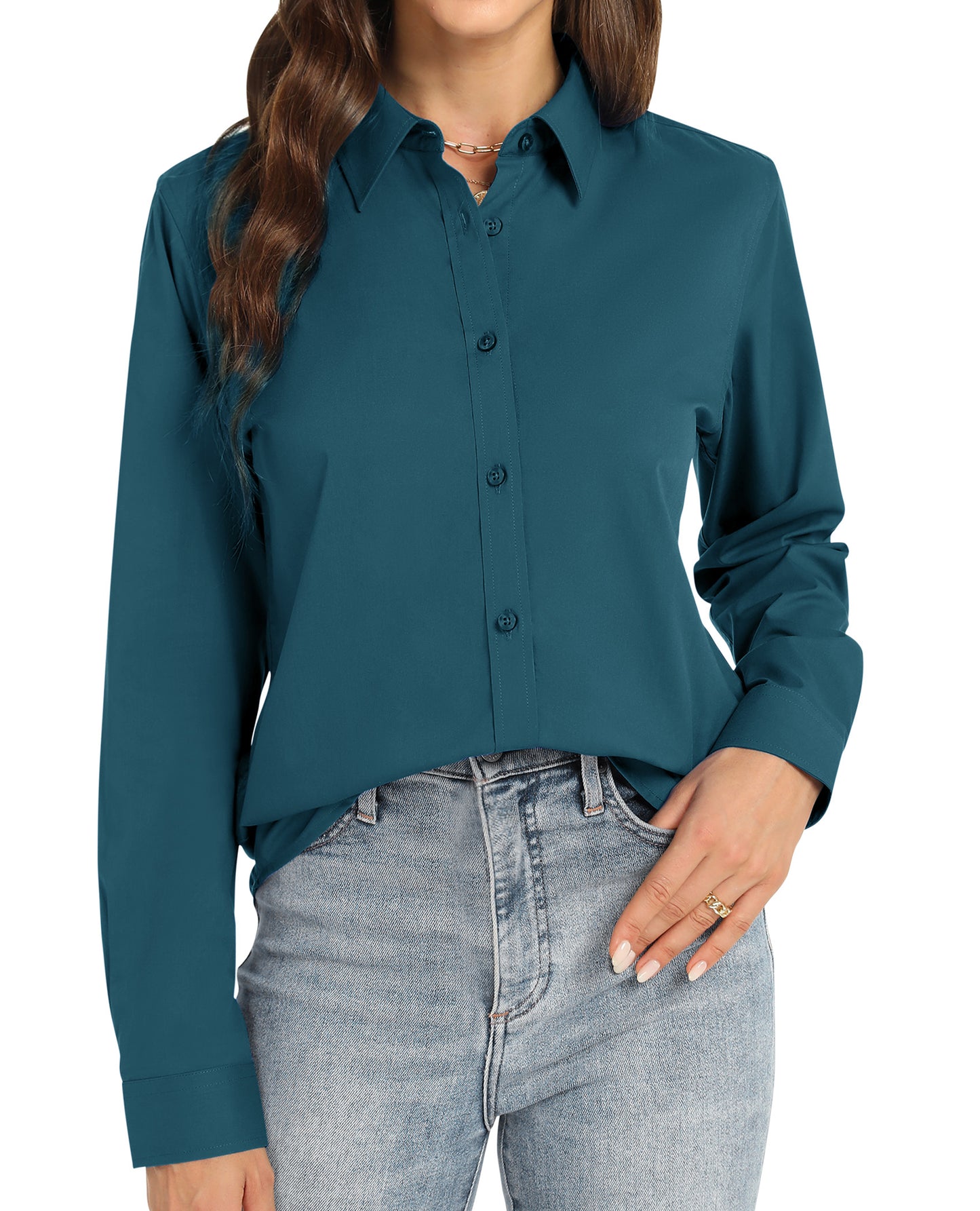 J.VER Womens Button Down Shirt Long Sleeve Dress Shirts Work Blouse