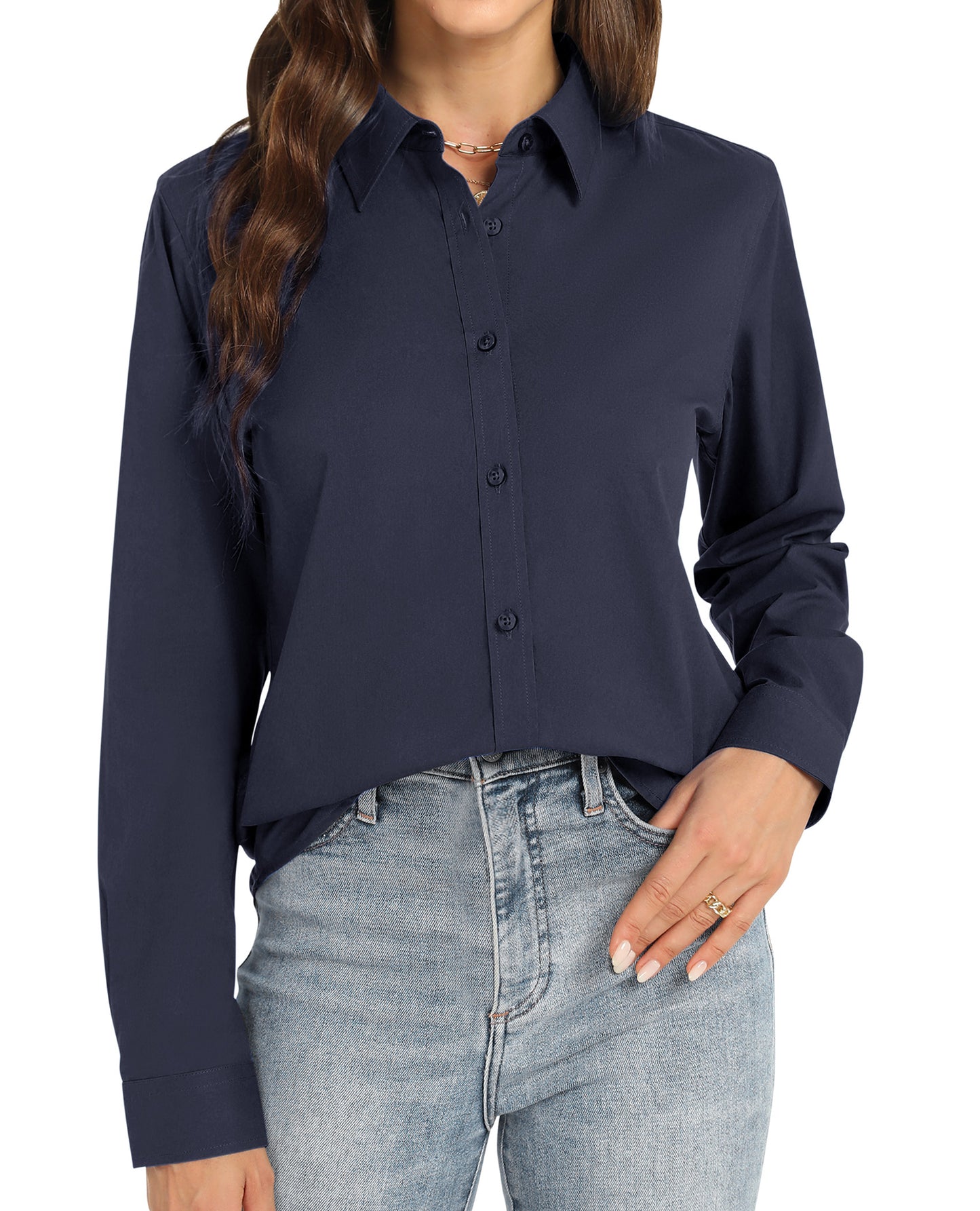 J.VER Womens Button Down Shirt Long Sleeve Dress Shirts Work Blouse