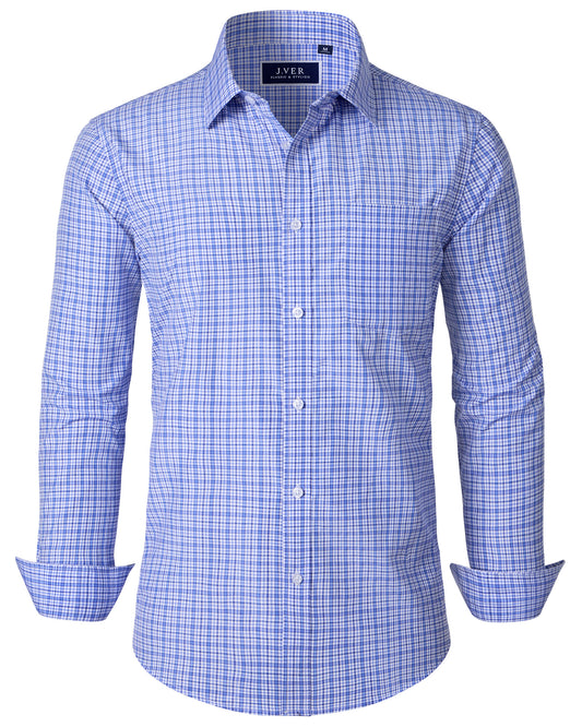 J.VER Men's Button Down Shirts Wrinkle Free Plaid Dress Shirt
