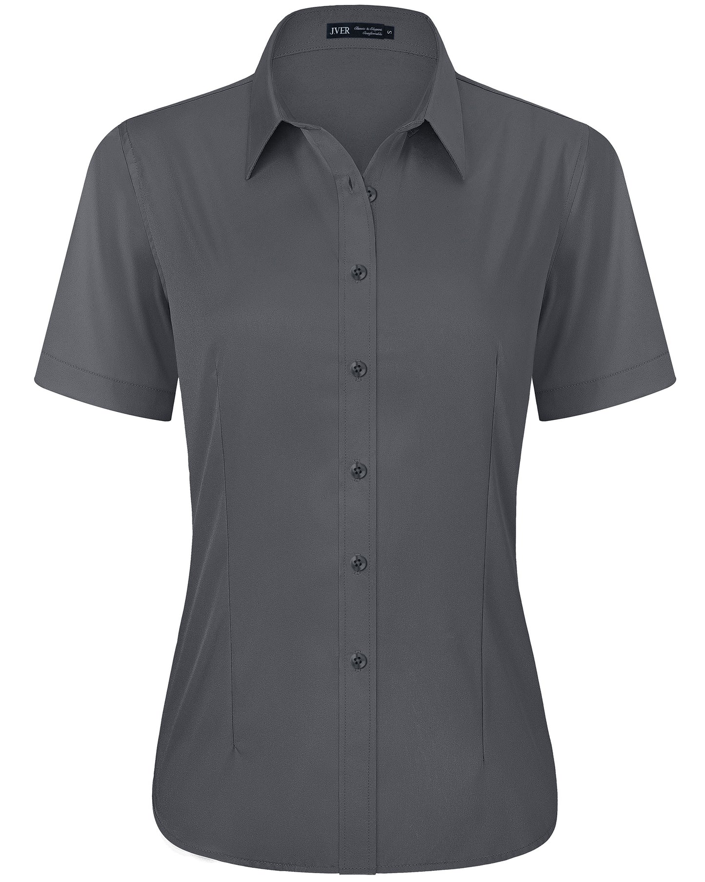 J.VER Womens Button Down Shirts Easy Care Short Sleeve Stretch Casual Dress Shirts