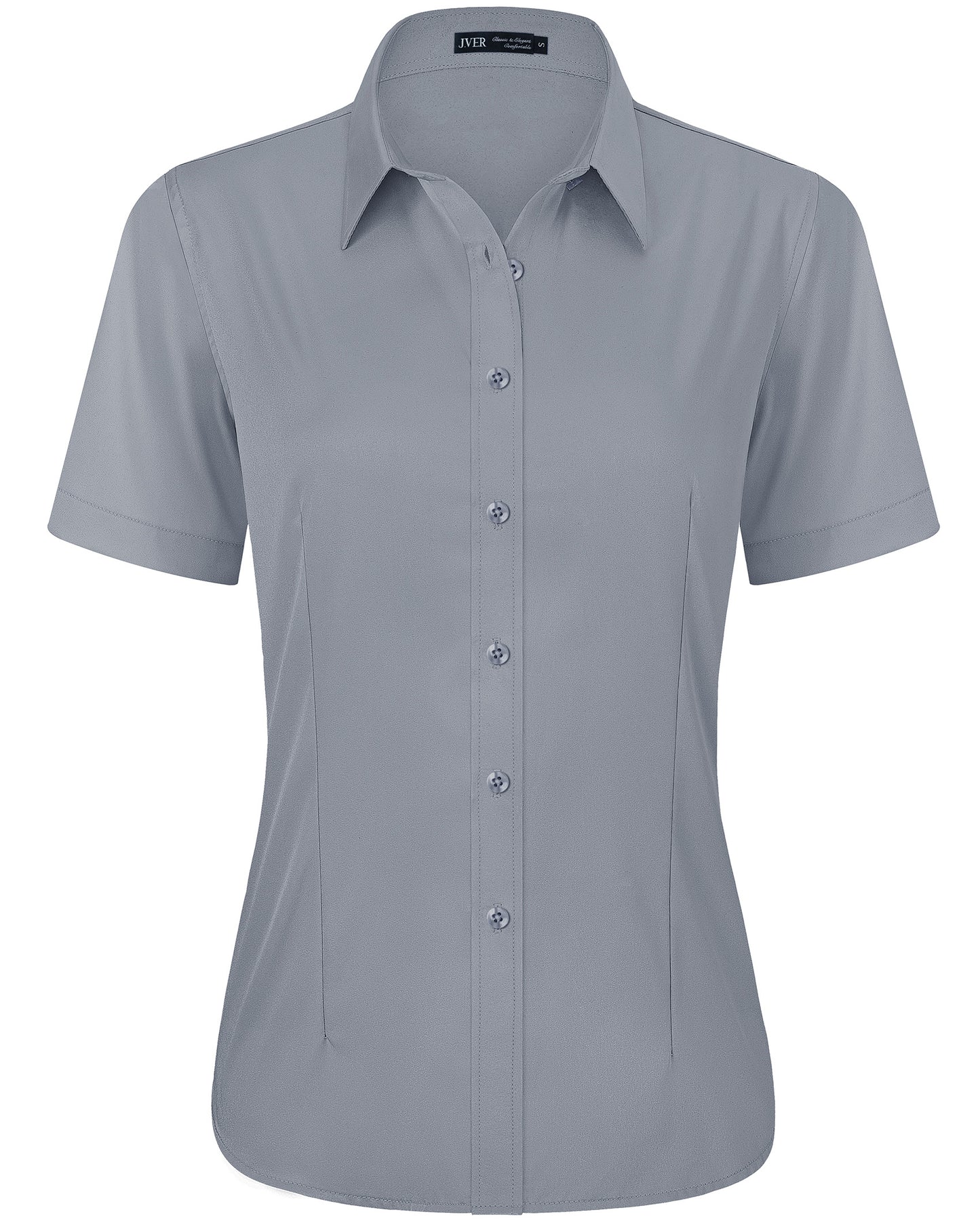 J.VER Womens Button Down Shirts Easy Care Short Sleeve Stretch Casual Dress Shirts
