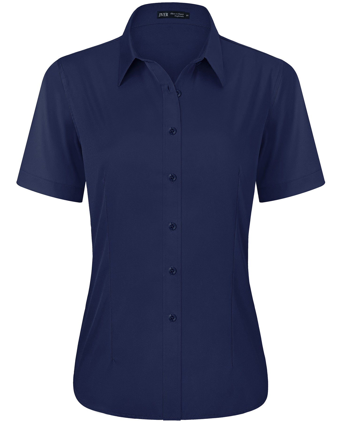 J.VER Womens Button Down Shirts Easy Care Short Sleeve Stretch Casual Dress Shirts