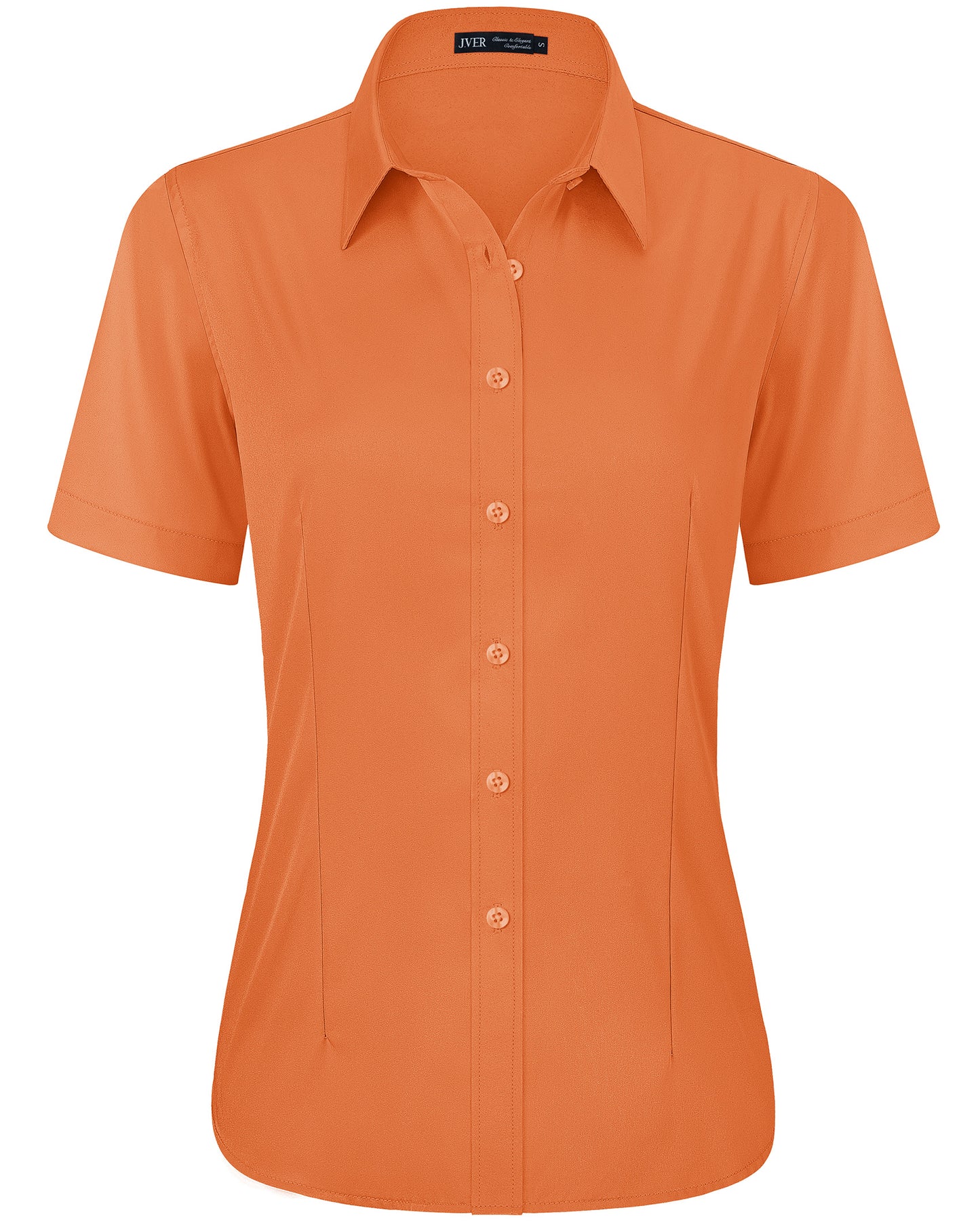 J.VER Womens Button Down Shirts Easy Care Short Sleeve Stretch Casual Dress Shirts