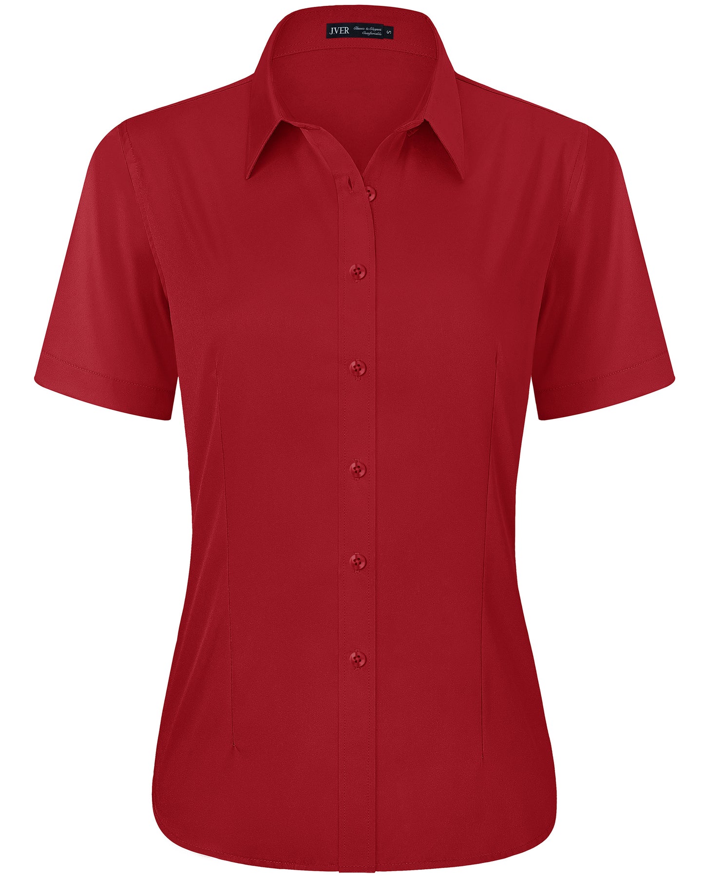 J.VER Womens Button Down Shirts Easy Care Short Sleeve Stretch Casual Dress Shirts