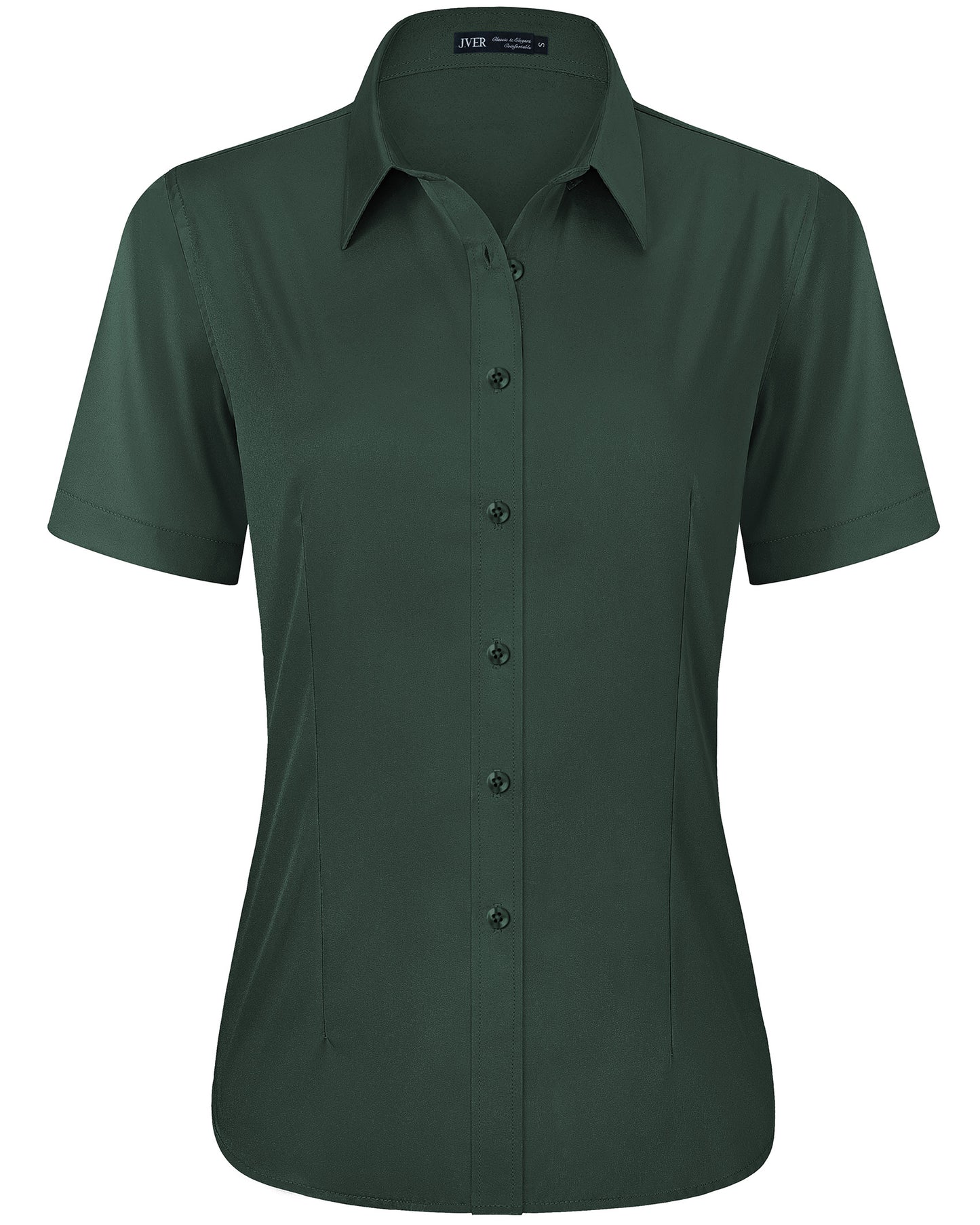 J.VER Womens Button Down Shirts Easy Care Short Sleeve Stretch Casual Dress Shirts