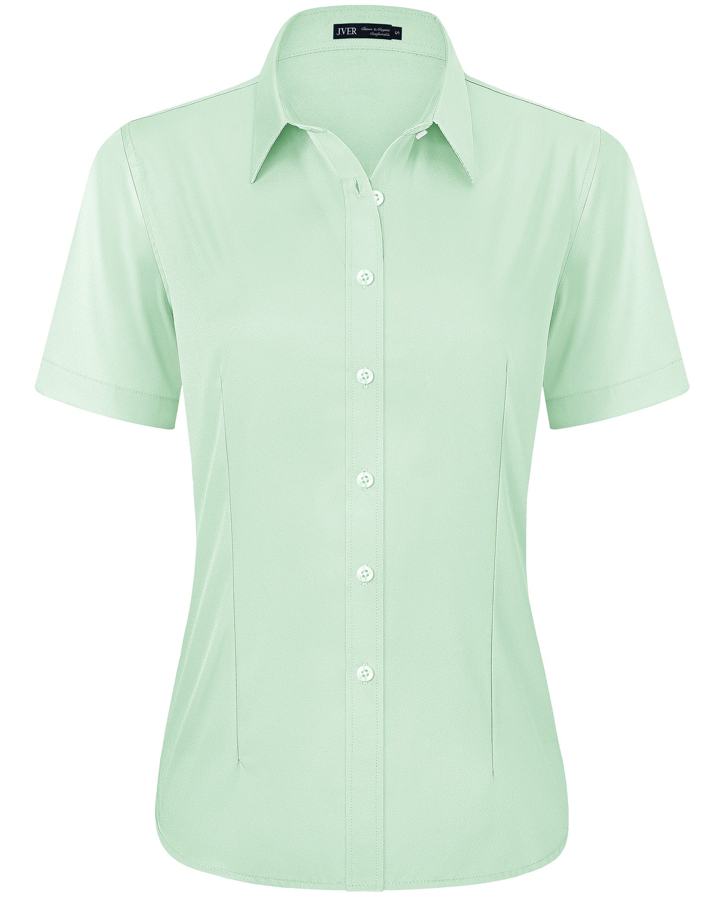 J.VER Womens Button Down Shirts Easy Care Short Sleeve Stretch Casual Dress Shirts