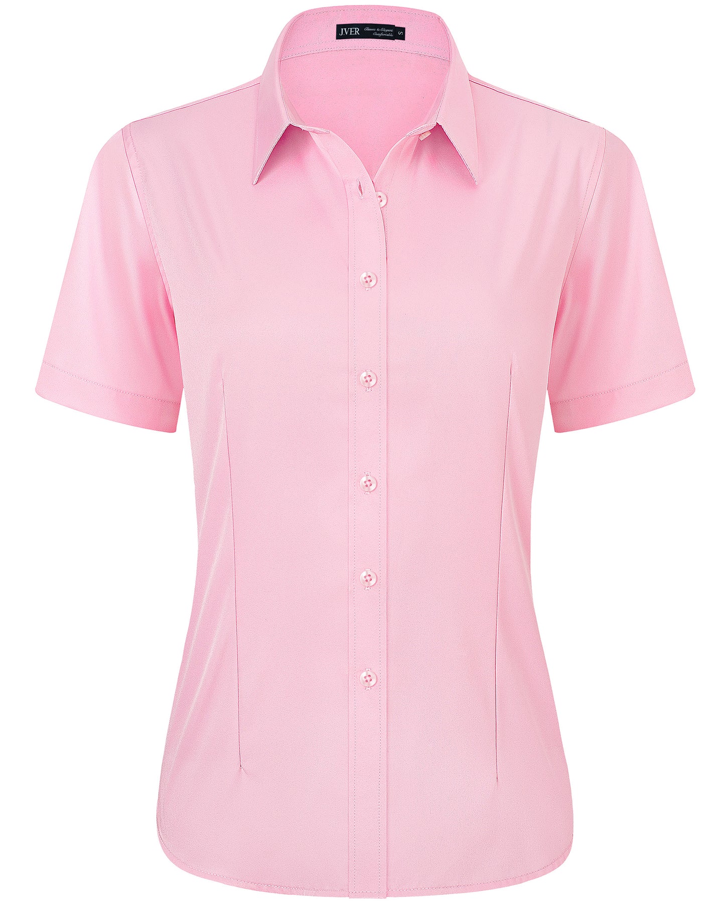 J.VER Womens Button Down Shirts Easy Care Short Sleeve Stretch Casual Dress Shirts