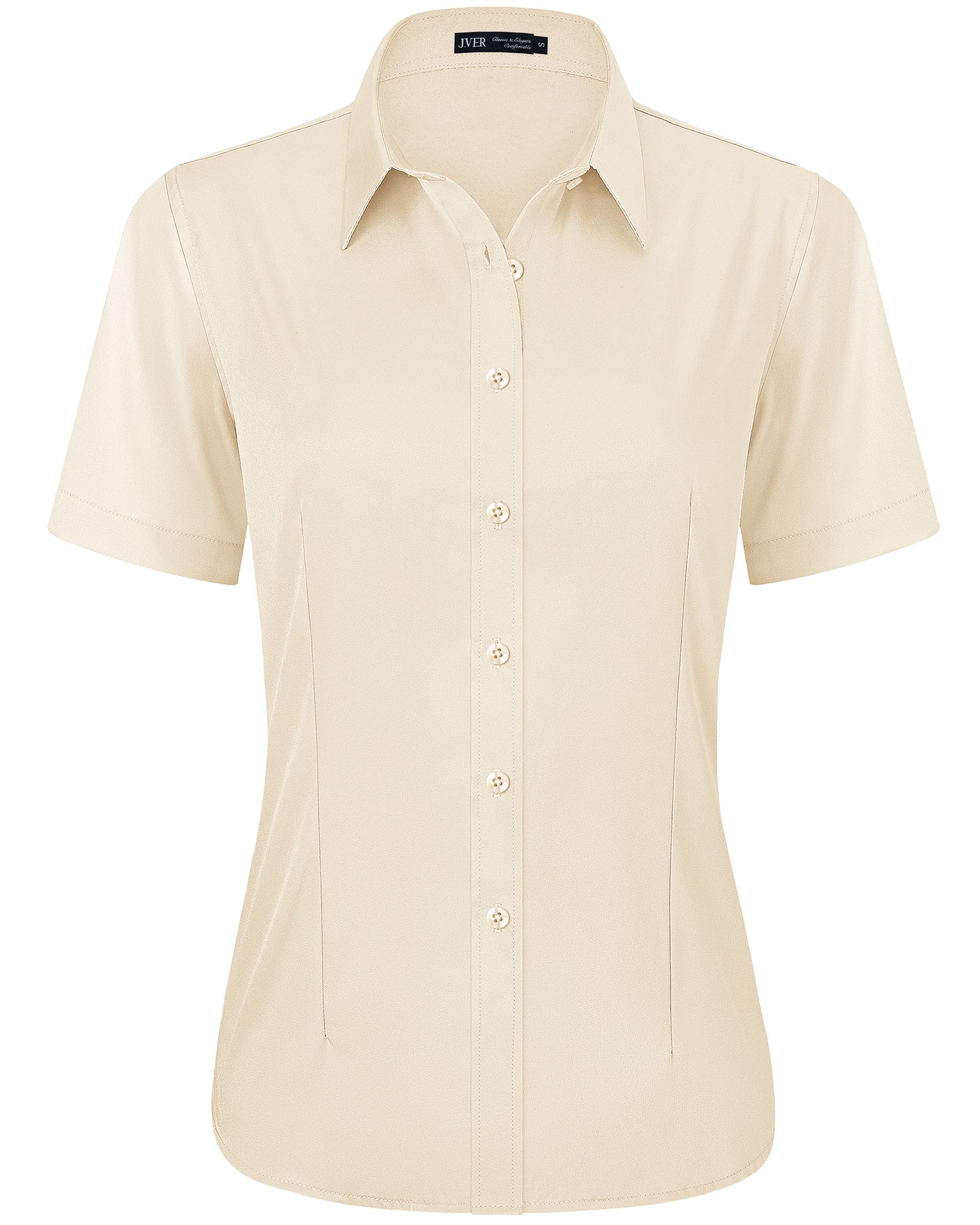 J.VER Womens Button Down Shirts Easy Care Short Sleeve Stretch Casual Dress Shirts