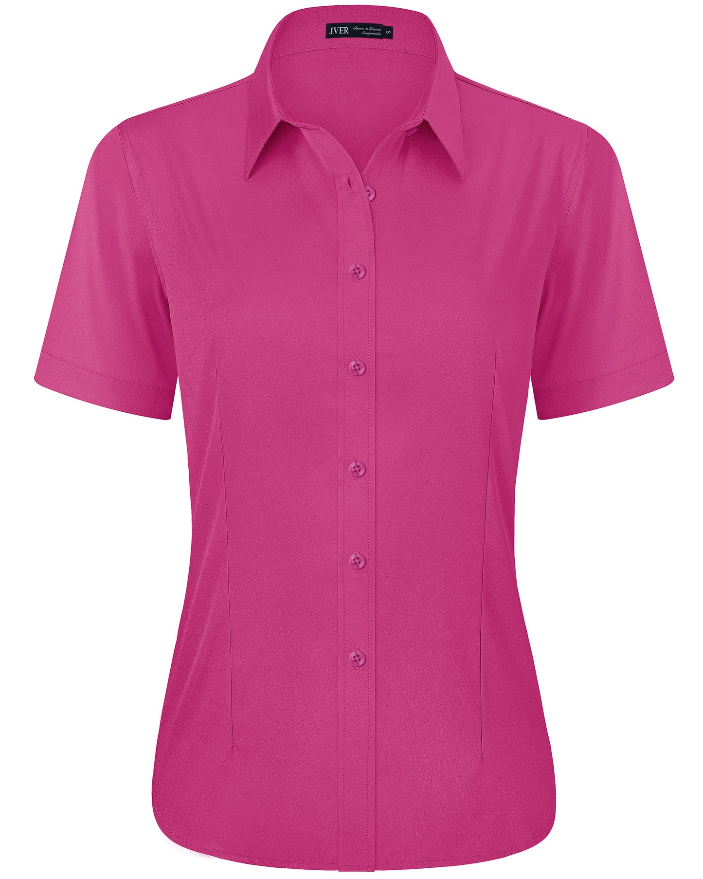 J.VER Womens Button Down Shirts Easy Care Short Sleeve Stretch Casual Dress Shirts