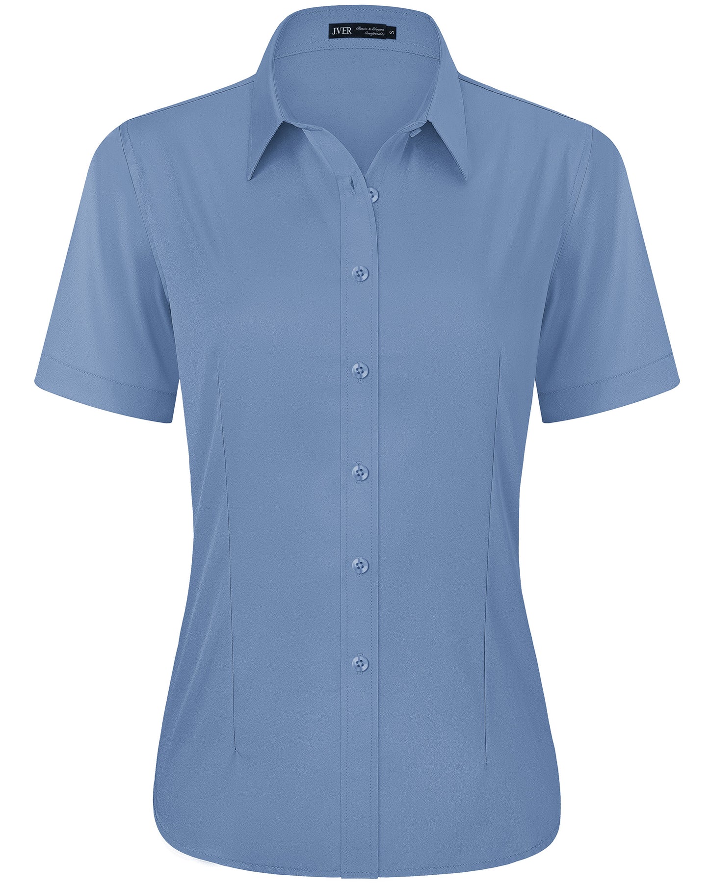 J.VER Womens Button Down Shirts Easy Care Short Sleeve Stretch Casual Dress Shirts