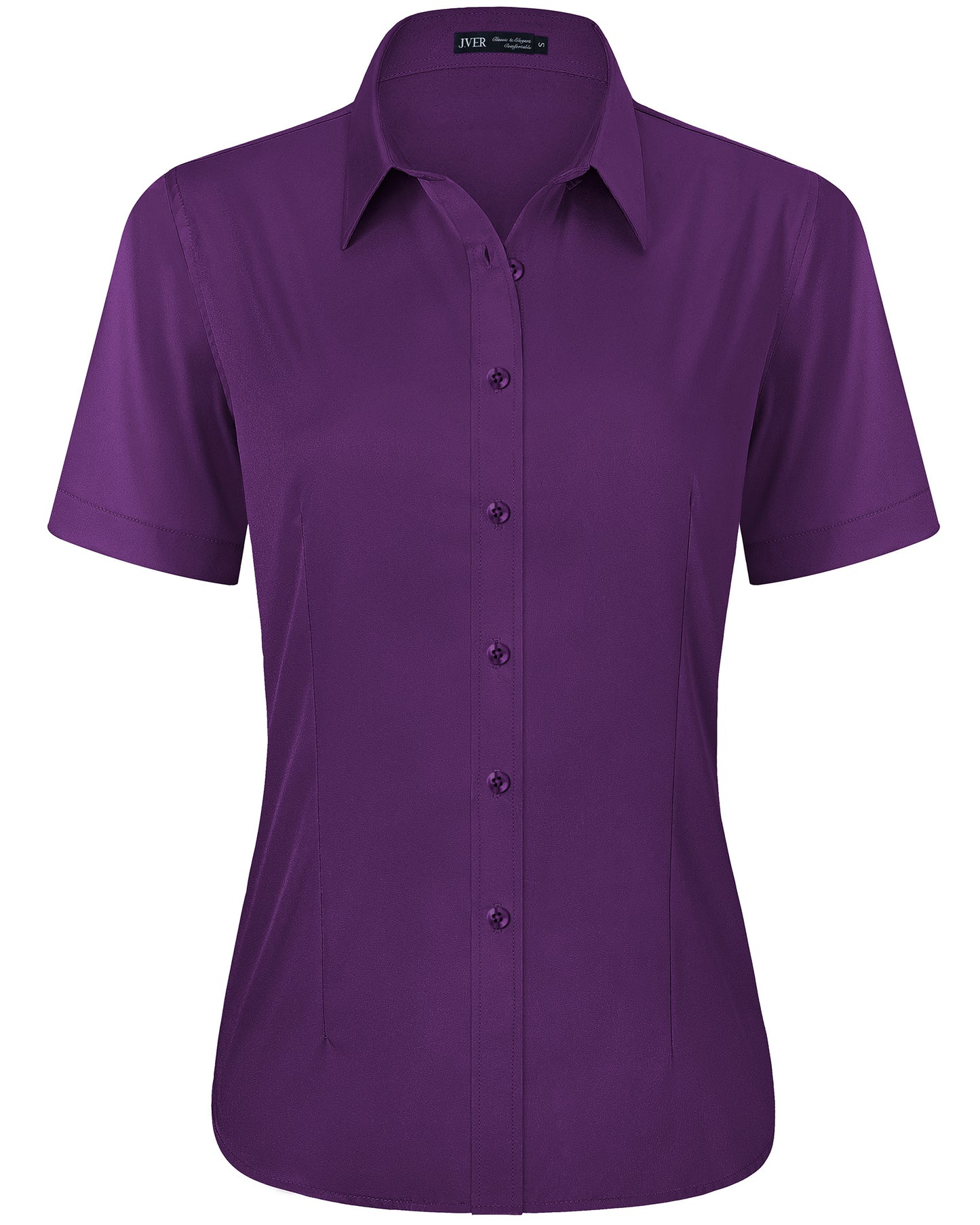 J.VER Womens Button Down Shirts Easy Care Short Sleeve Stretch Casual Dress Shirts
