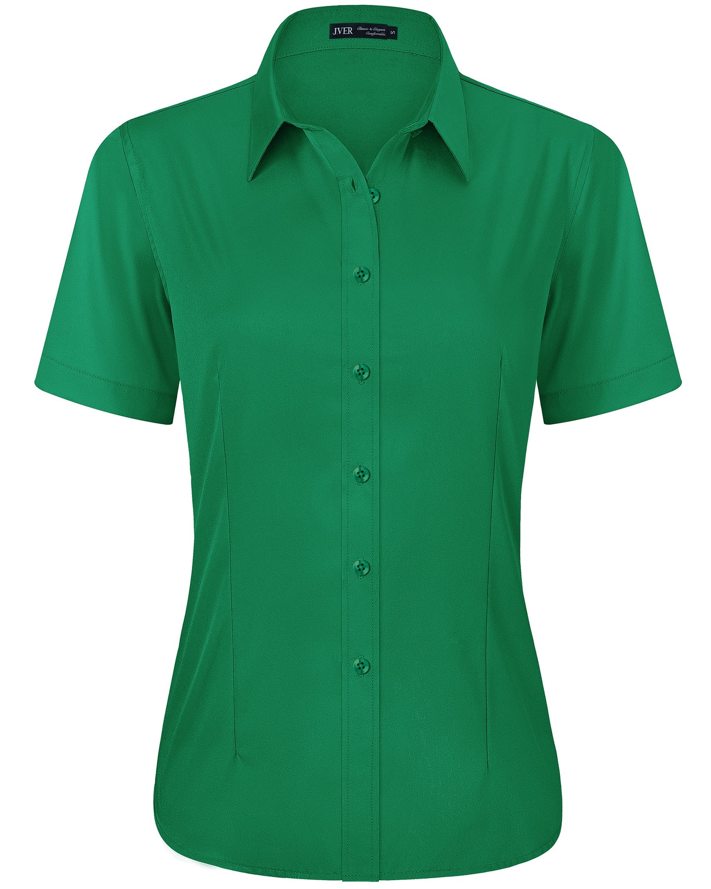 J.VER Womens Button Down Shirts Easy Care Short Sleeve Stretch Casual Dress Shirts