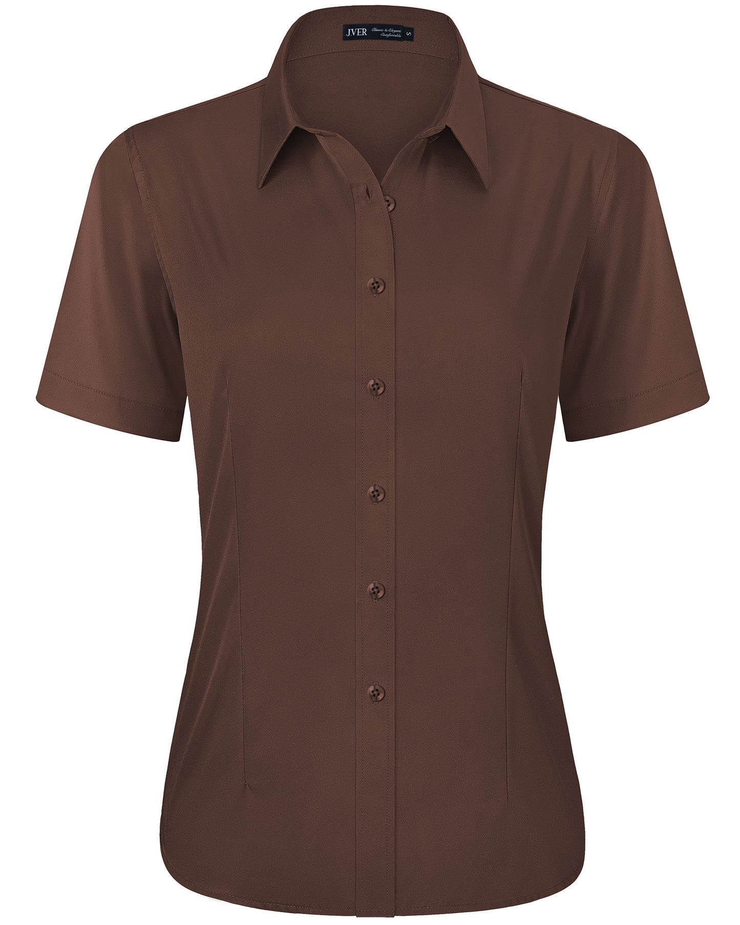 J.VER Womens Button Down Shirts Easy Care Short Sleeve Stretch Casual Dress Shirts