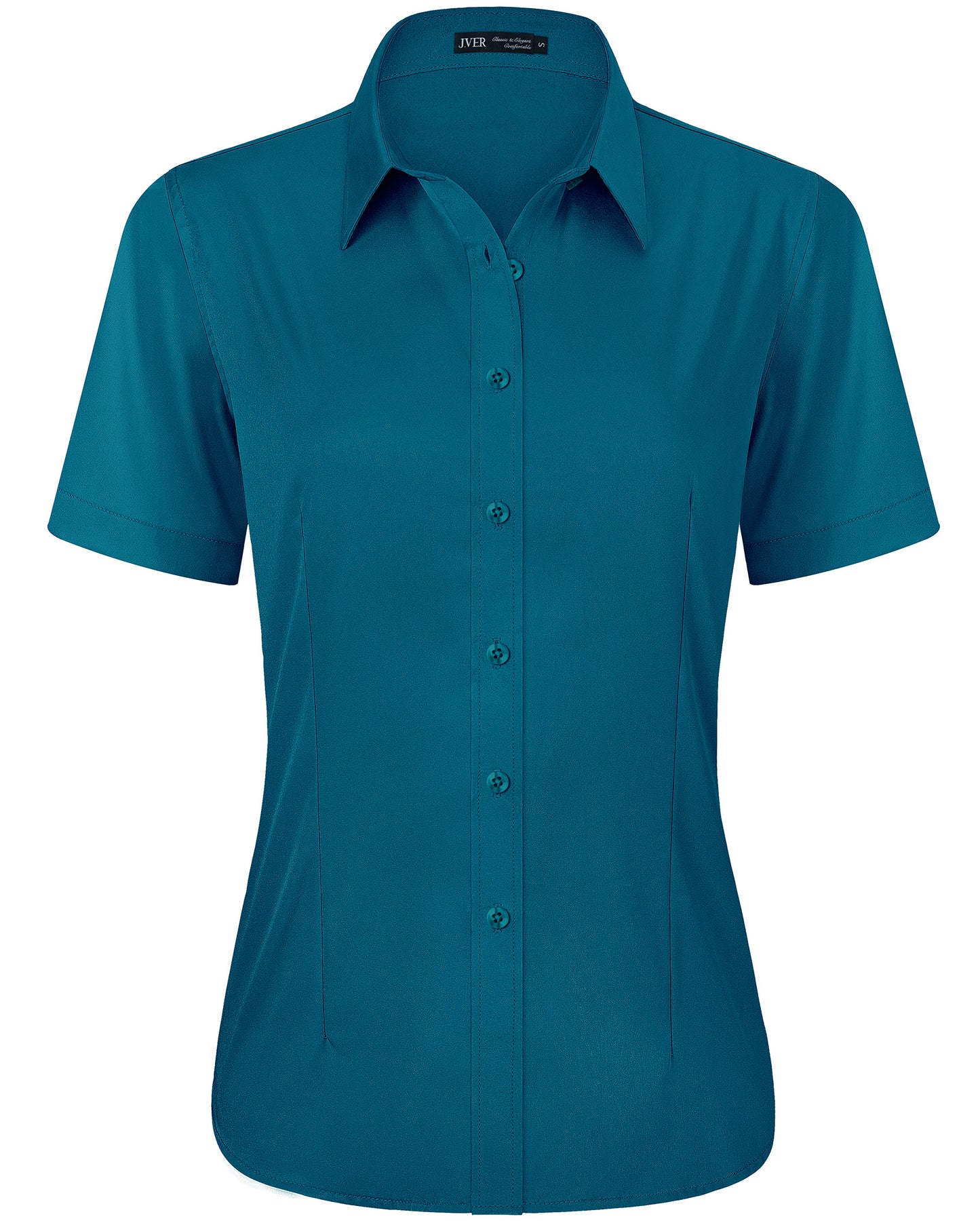 J.VER Womens Button Down Shirts Easy Care Short Sleeve Stretch Casual Dress Shirts