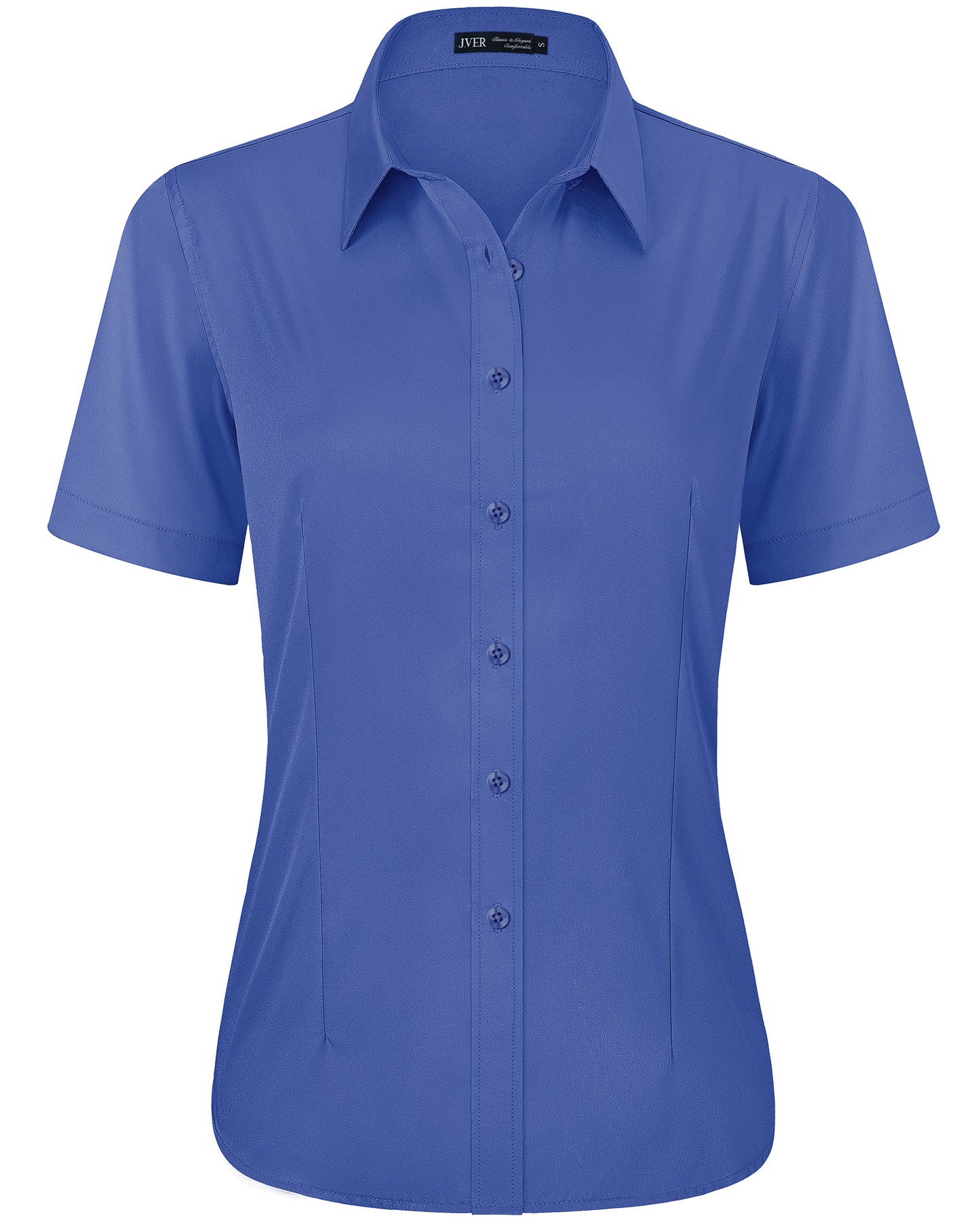 J.VER Womens Button Down Shirts Easy Care Short Sleeve Stretch Casual Dress Shirts