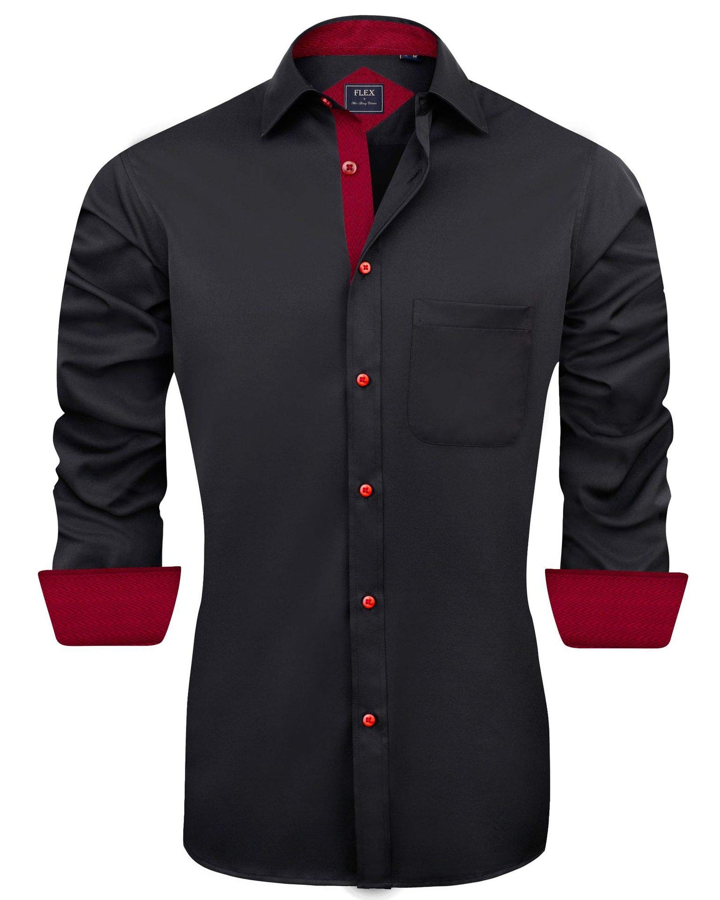 J.VER Herren Hemd Regular Fit Langarm Freizeithemd Elastiscer Musterhemd