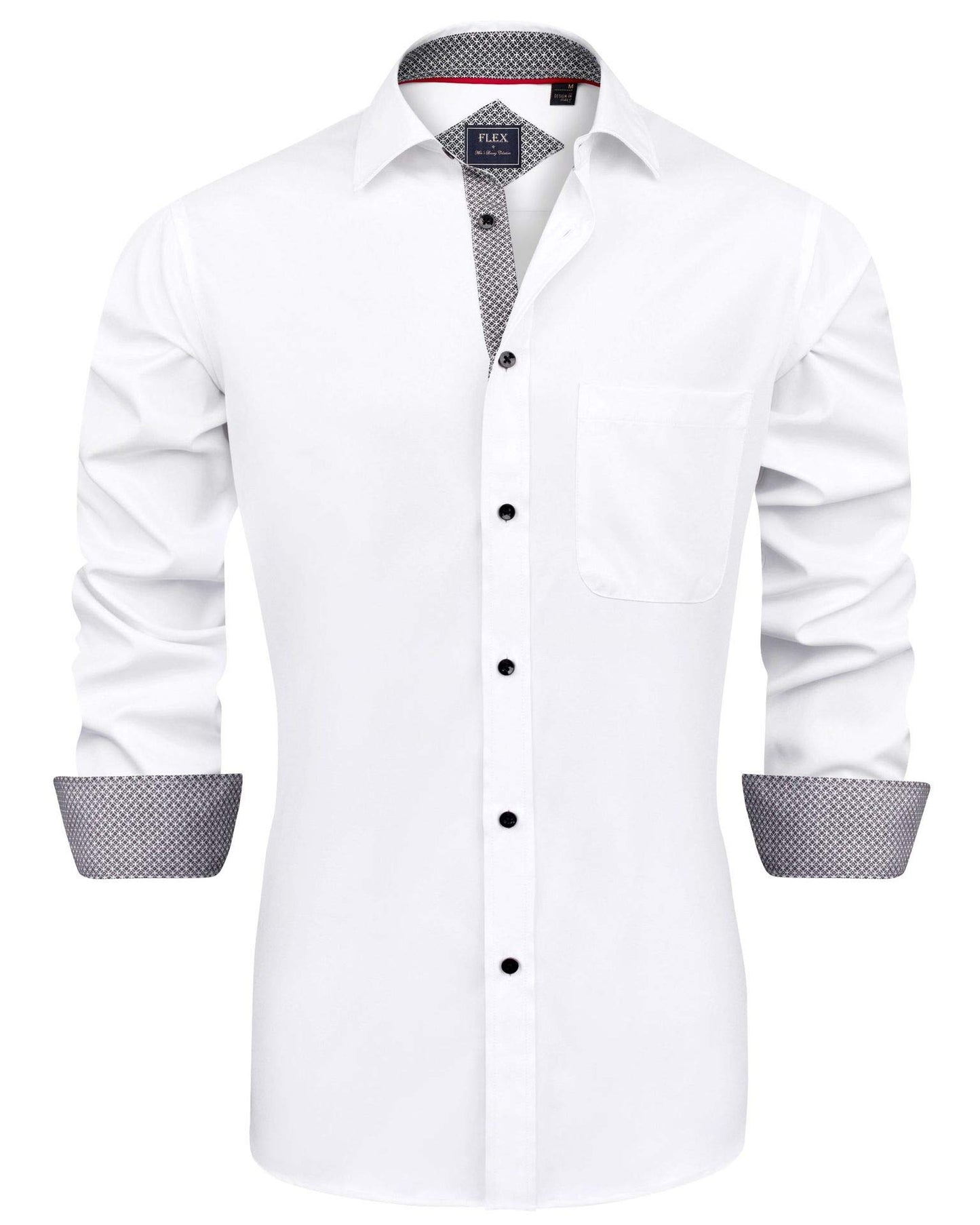 J.VER Herren Hemd Regular Fit Langarm Freizeithemd Elastiscer Musterhemd