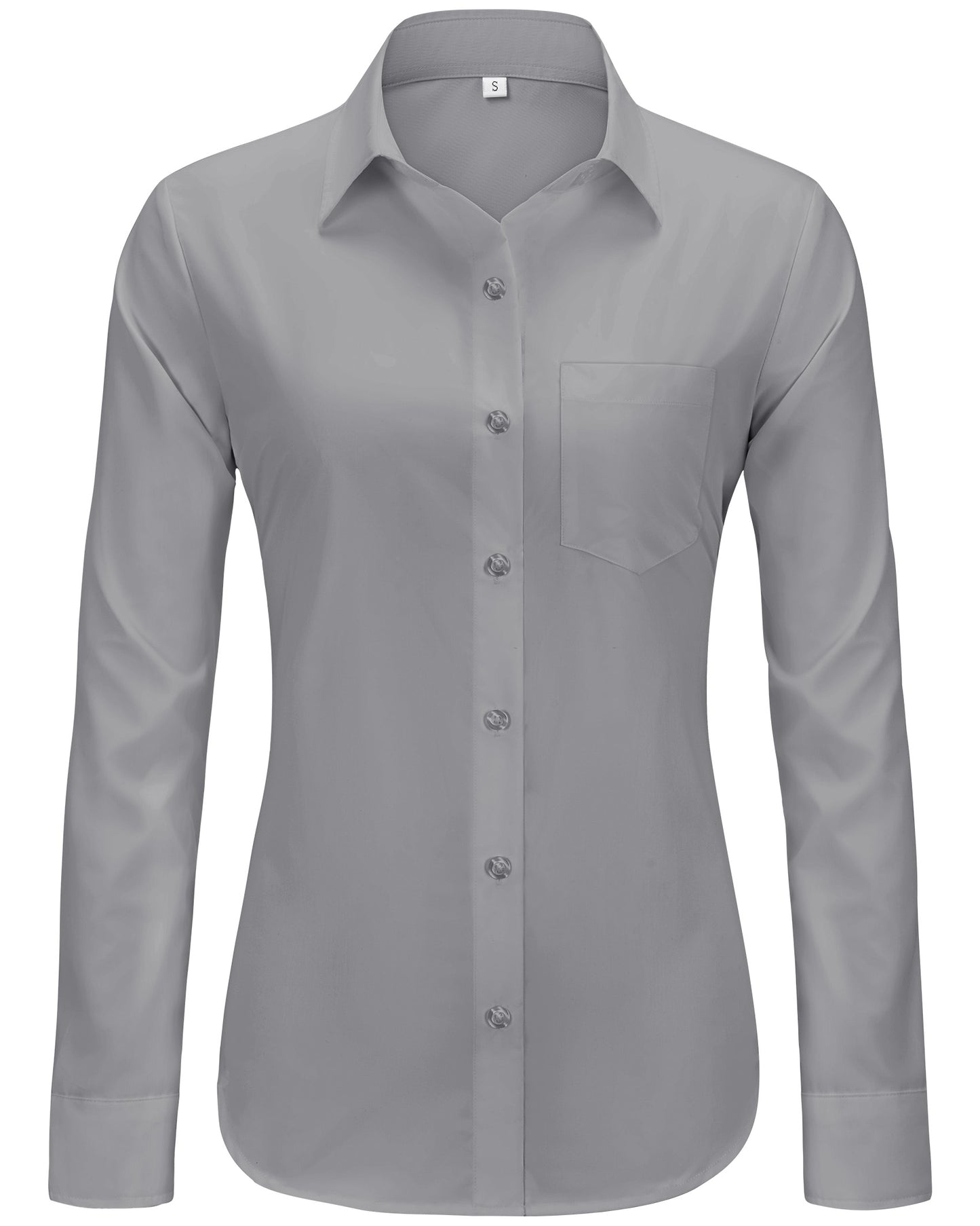 Womens Solid Wrinkle Free Button Down Long Sleeve Dress Shirts