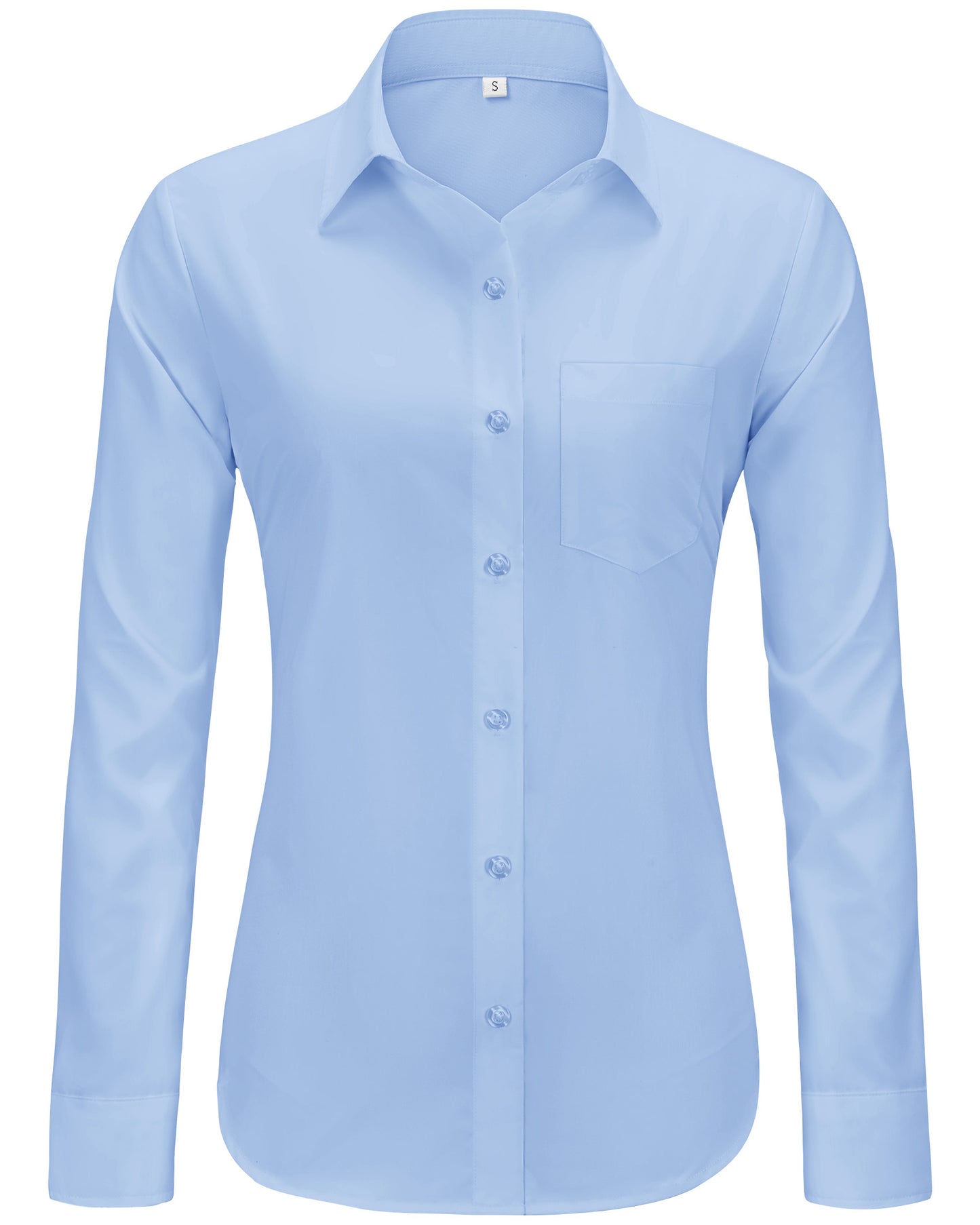 Womens Solid Wrinkle Free Button Down Long Sleeve Dress Shirts