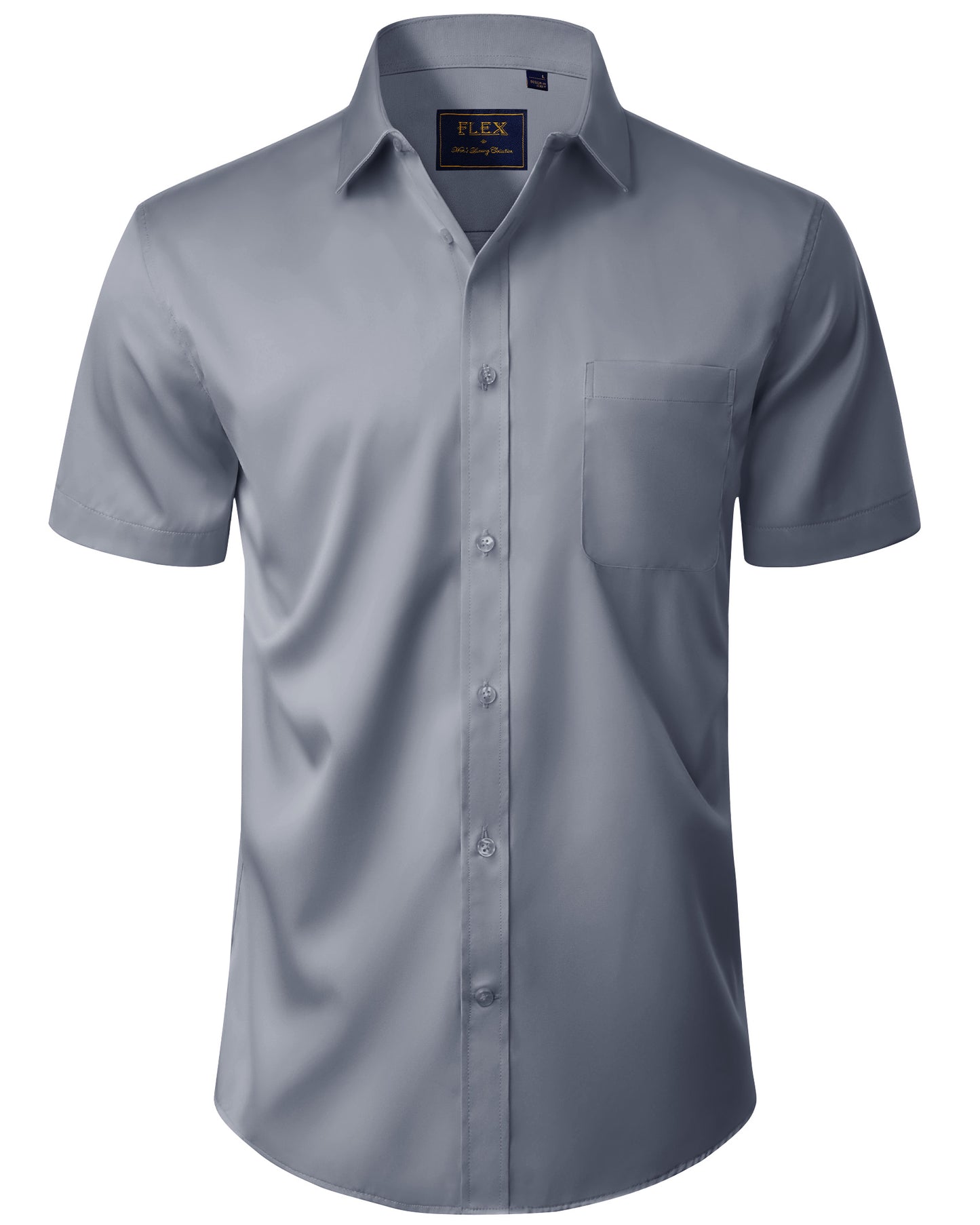 J.VER Mens Short Sleeve Dress Shirts Solid Wrinkle Free Button Down Shirt with Pocket