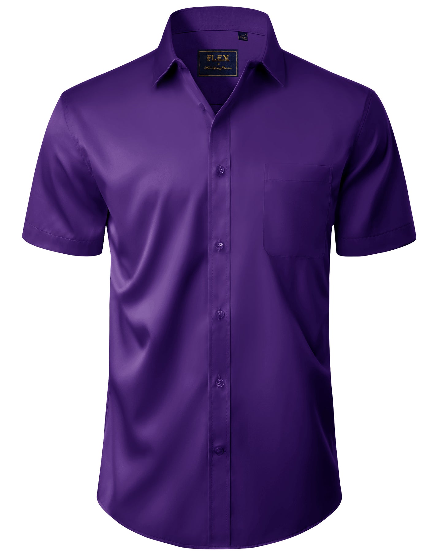 J.VER Mens Short Sleeve Dress Shirts Solid Wrinkle Free Button Down Shirt with Pocket