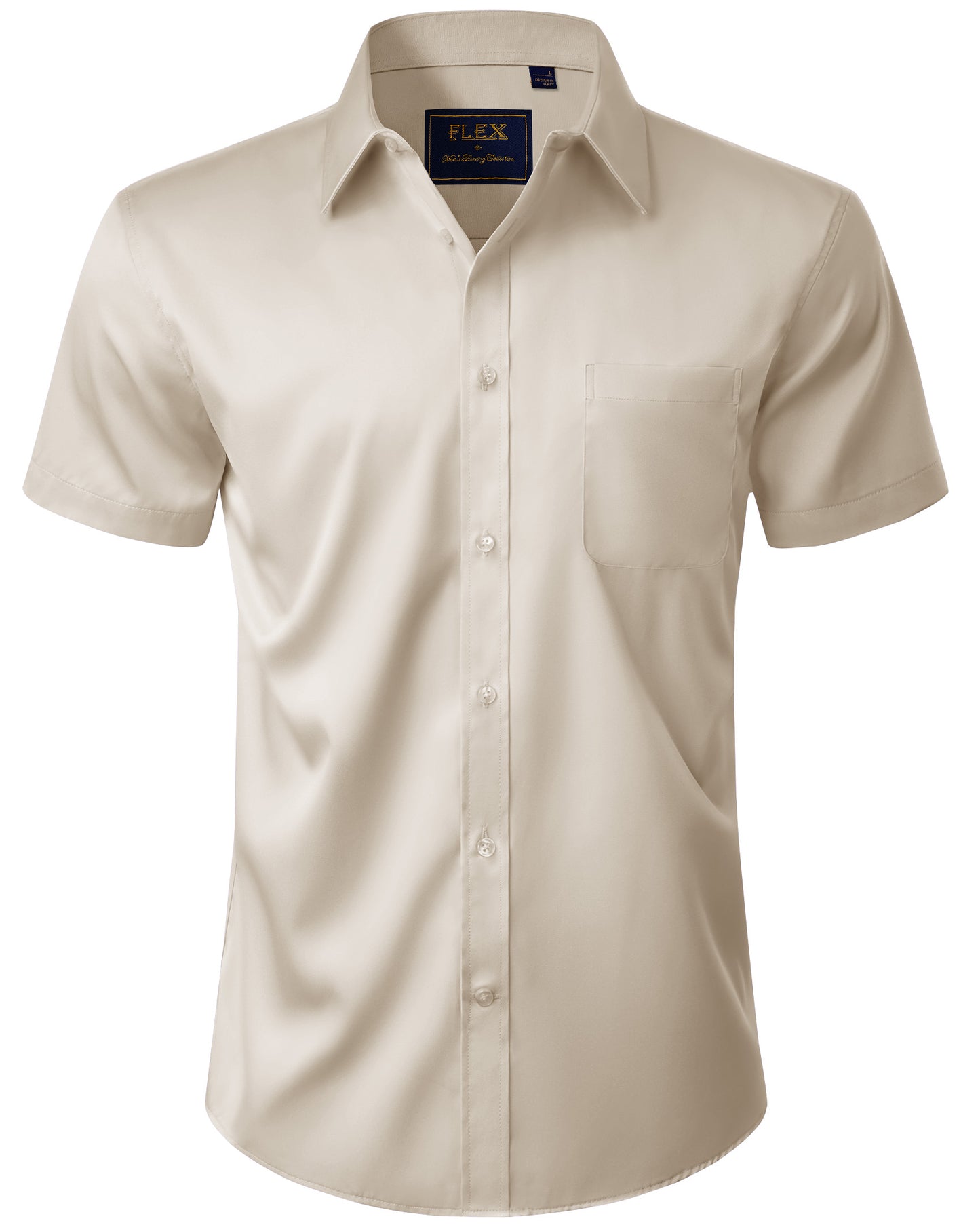 J.VER Mens Short Sleeve Dress Shirts Solid Wrinkle Free Button Down Shirt with Pocket