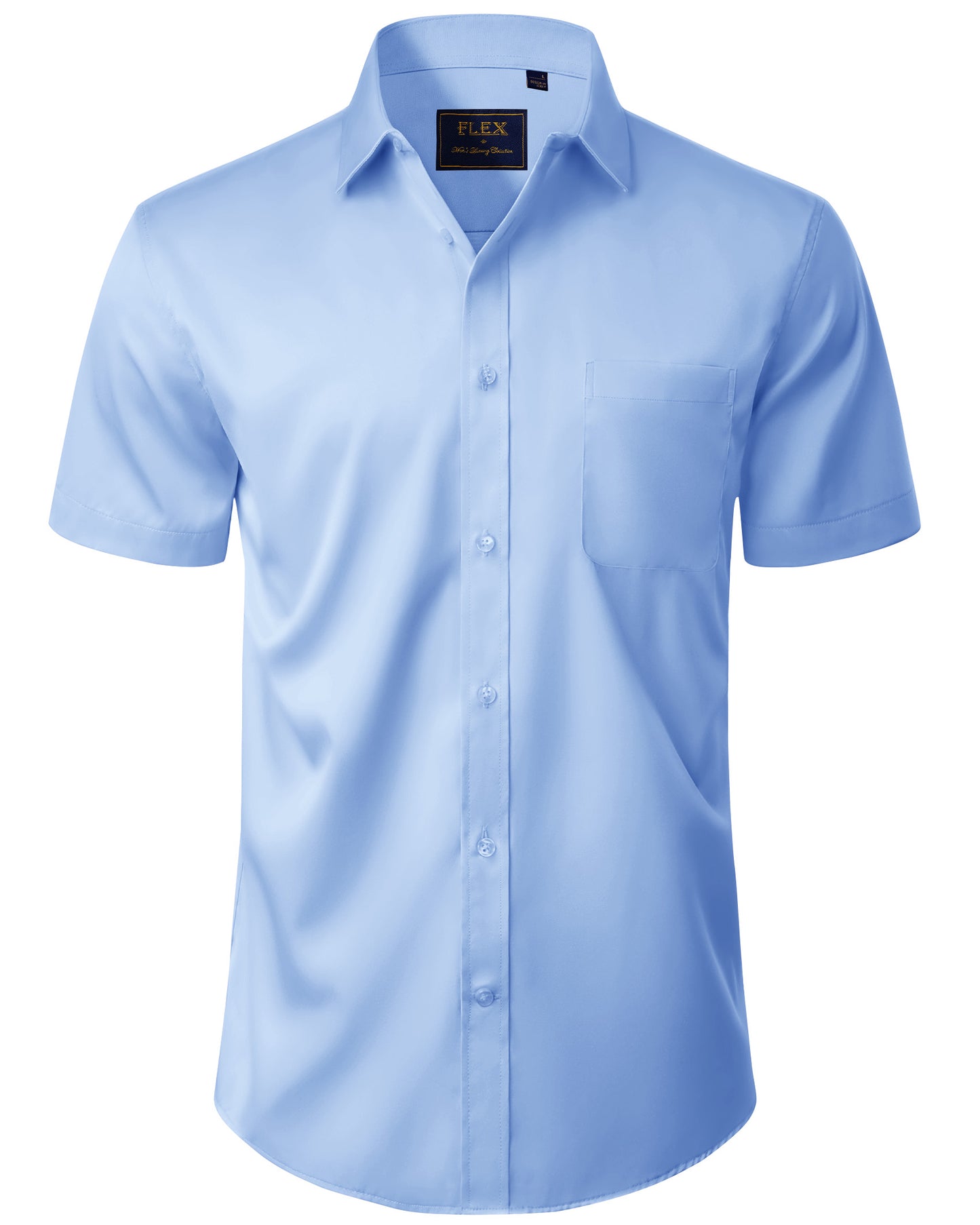 J.VER Mens Short Sleeve Dress Shirts Solid Wrinkle Free Button Down Shirt with Pocket
