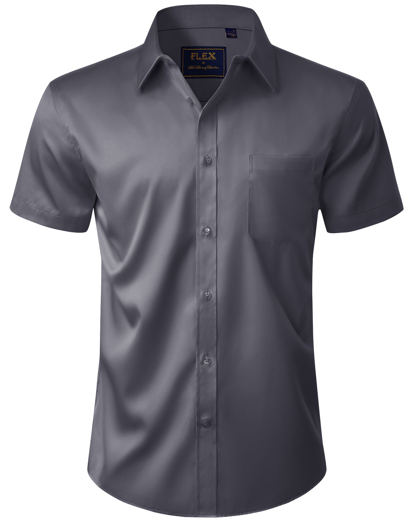 J.VER Mens Short Sleeve Dress Shirts Solid Wrinkle Free Button Down Shirt with Pocket