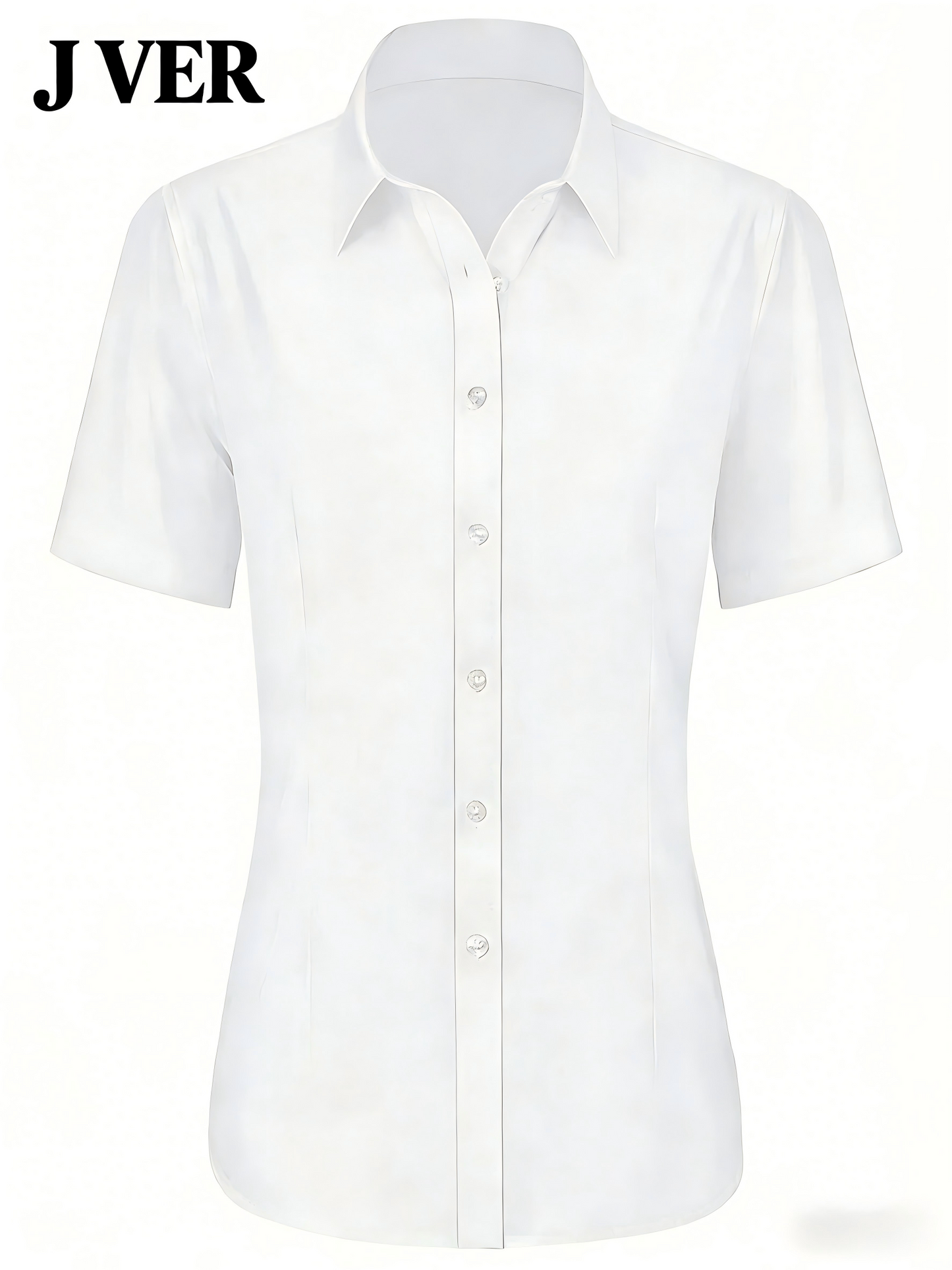 J VER Womens Button Down Shirts Easy Care Short Sleeve Stretch Casual Dress Shirts