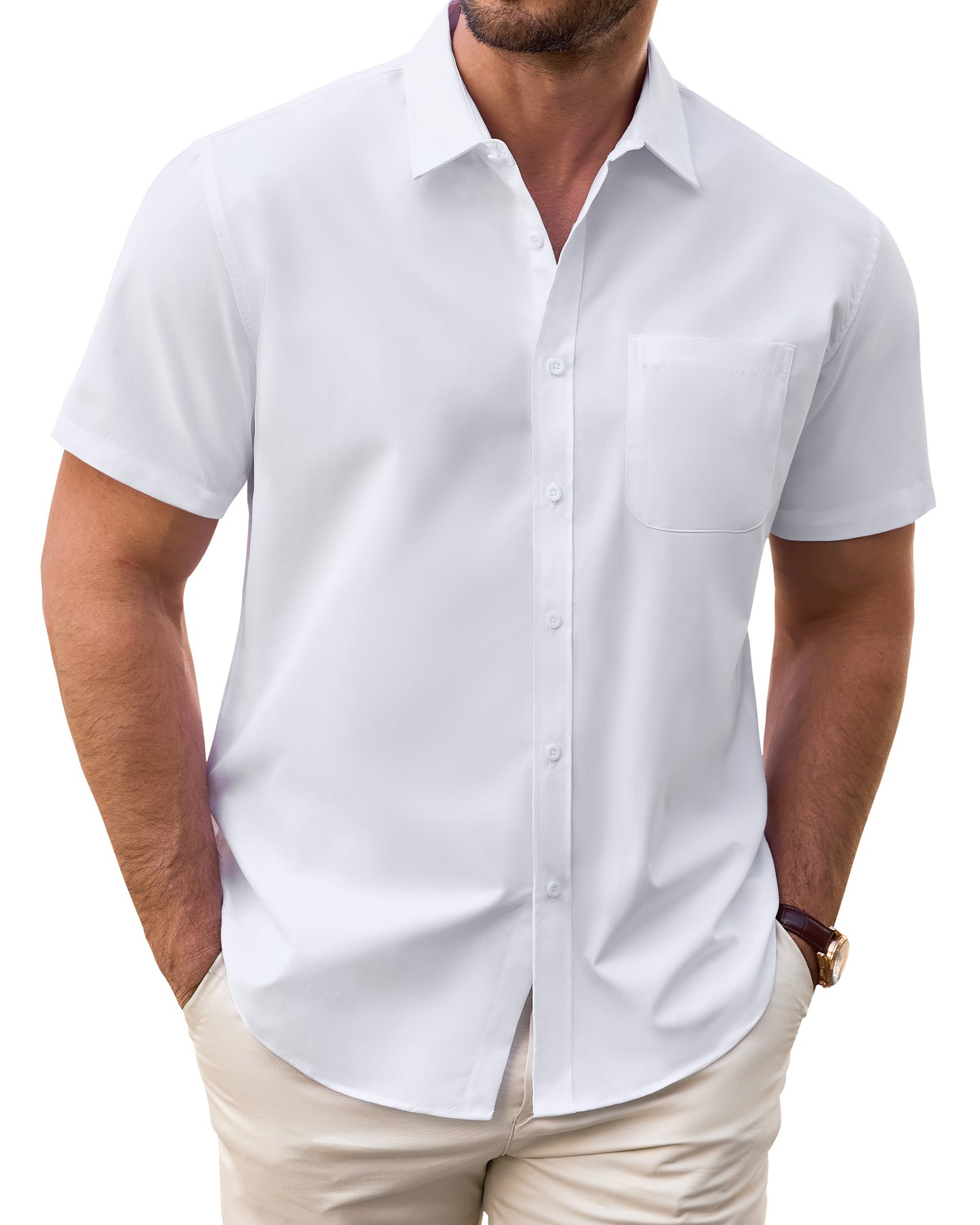 J.VER Mens Short Sleeve Dress Shirts Wrinkle Free Button Down Shirt