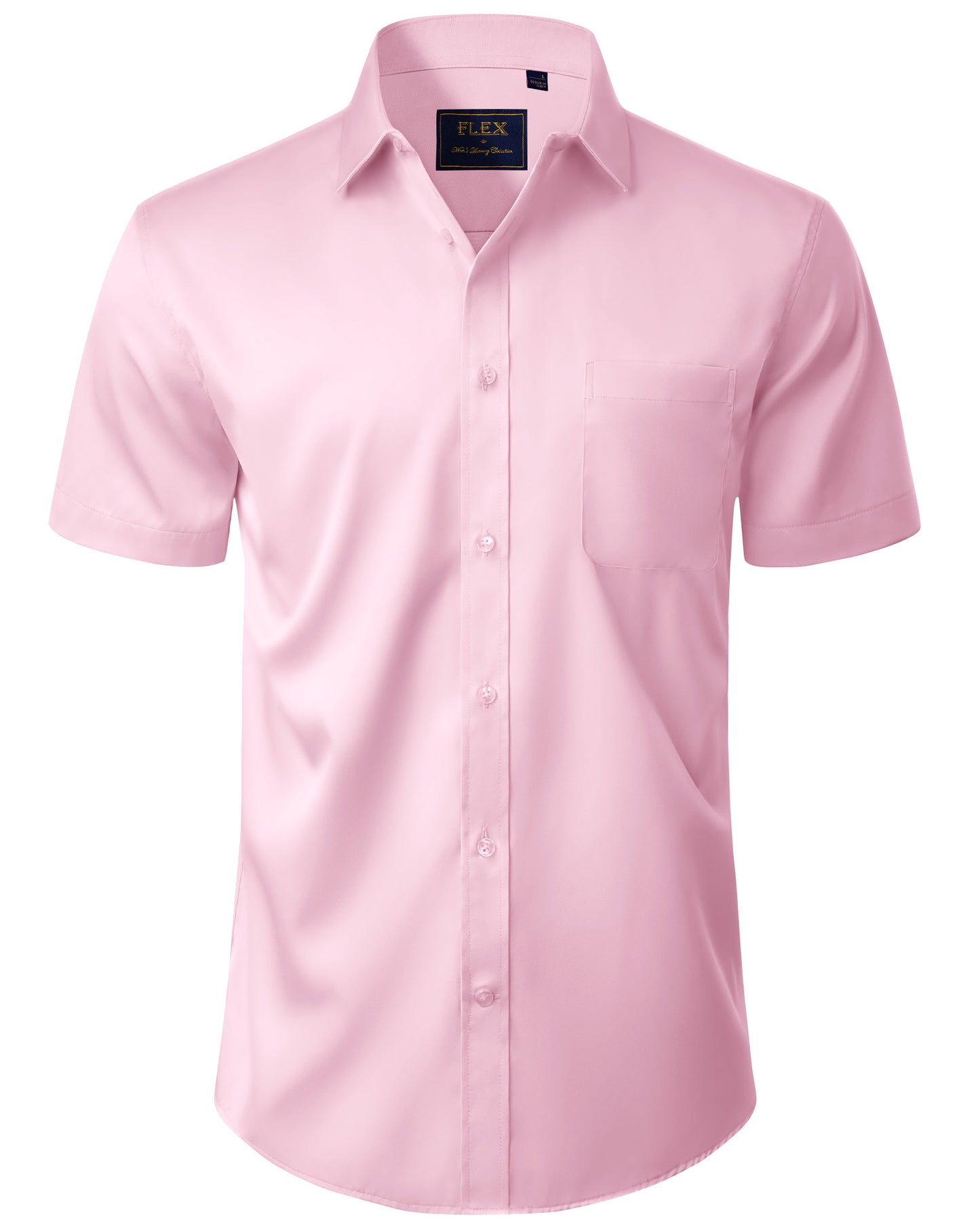 J.VER Mens Short Sleeve Dress Shirts Solid Wrinkle Free Button Down Shirt with Pocket