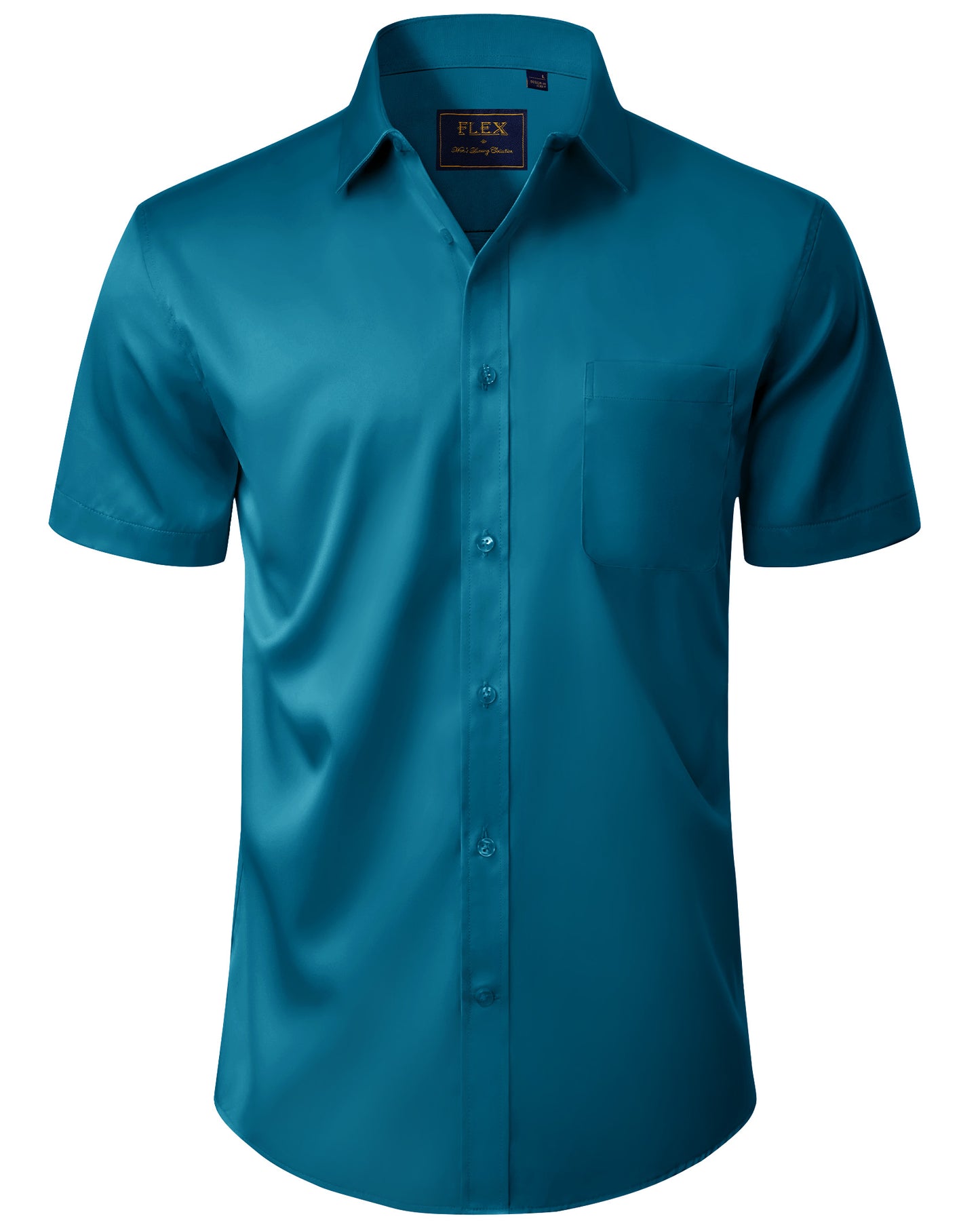 J.VER Mens Short Sleeve Dress Shirts Solid Wrinkle Free Button Down Shirt with Pocket