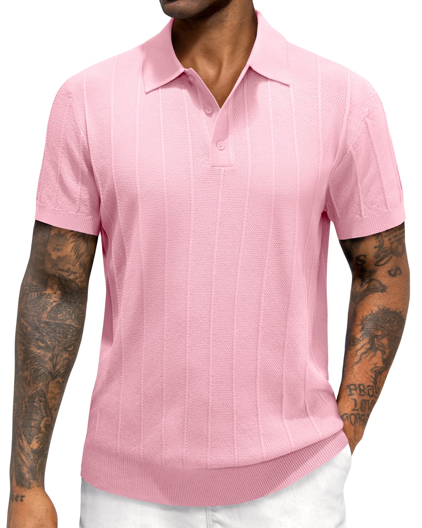 J.VER Polo Shirts for Men Short Sleeve Knit Shirt Stretch Golf Tops