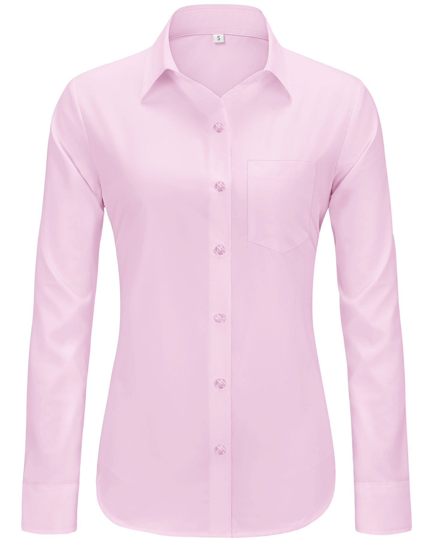 Womens Solid Wrinkle Free Button Down Long Sleeve Dress Shirts