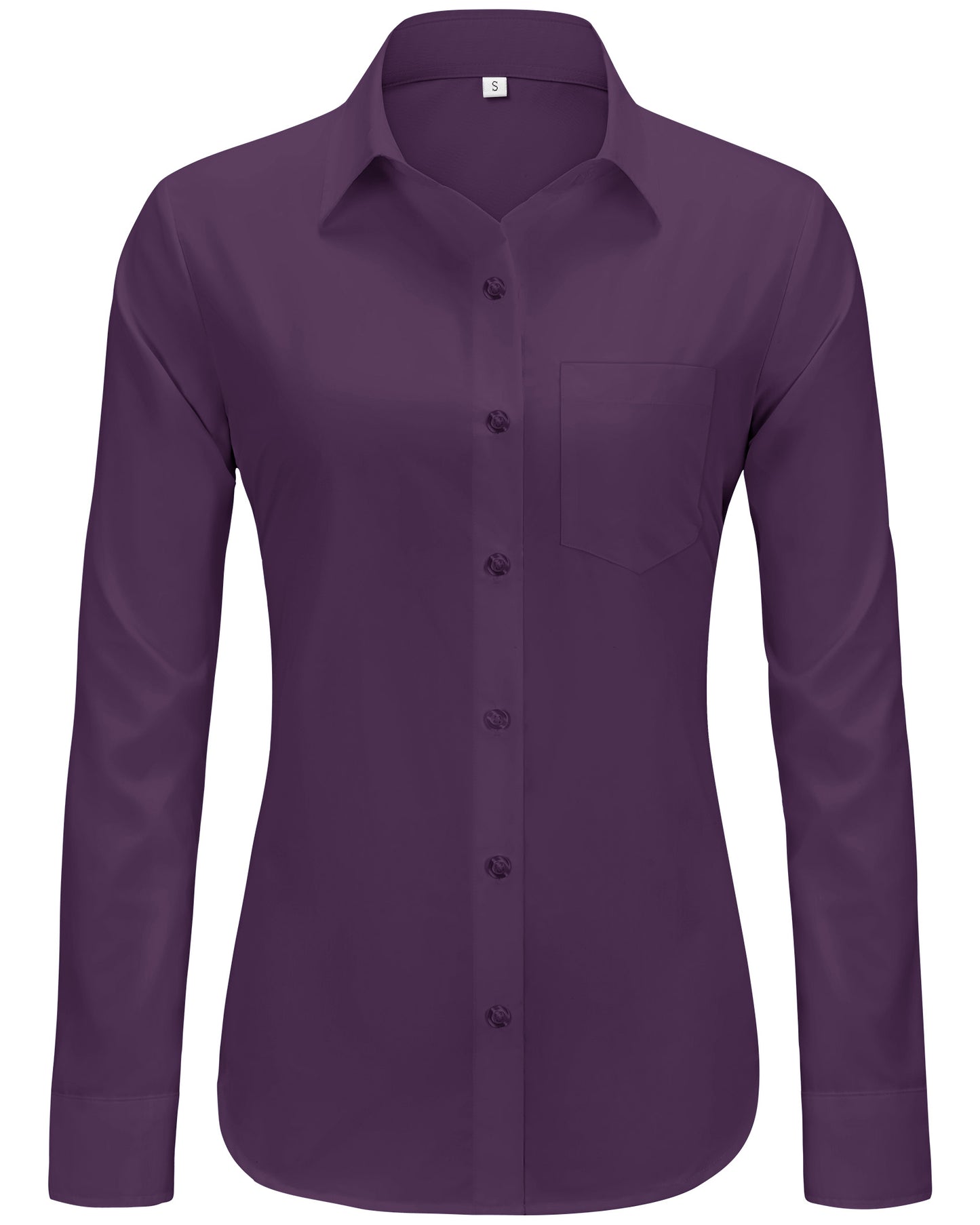 Womens Solid Wrinkle Free Button Down Long Sleeve Dress Shirts