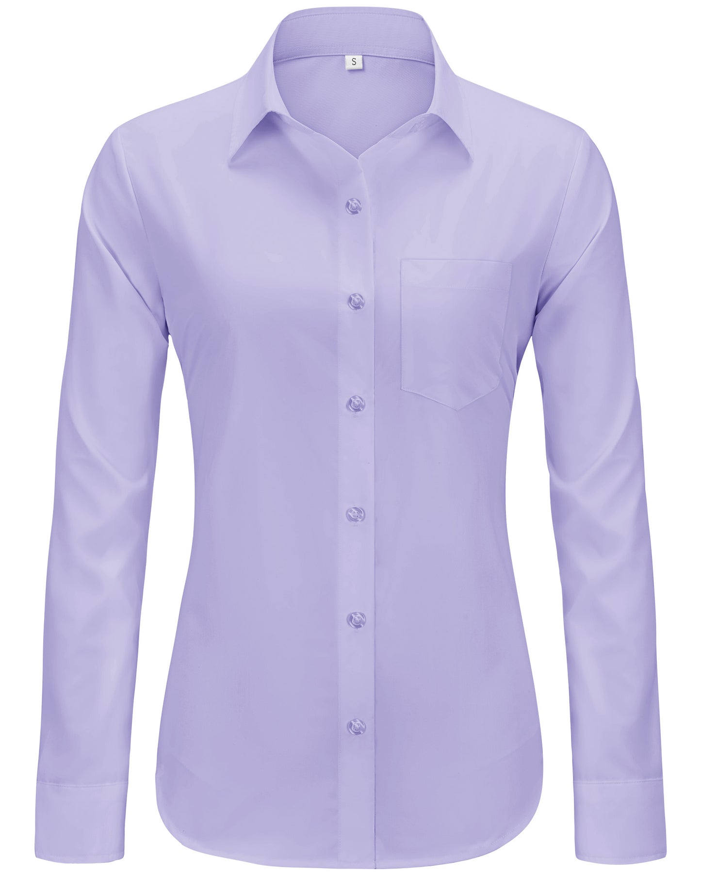 Womens Solid Wrinkle Free Button Down Long Sleeve Dress Shirts