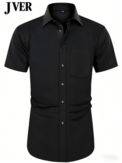 J VER Mens Short Sleeve Button Down Shirt Stretch Casual Dress Shirts
