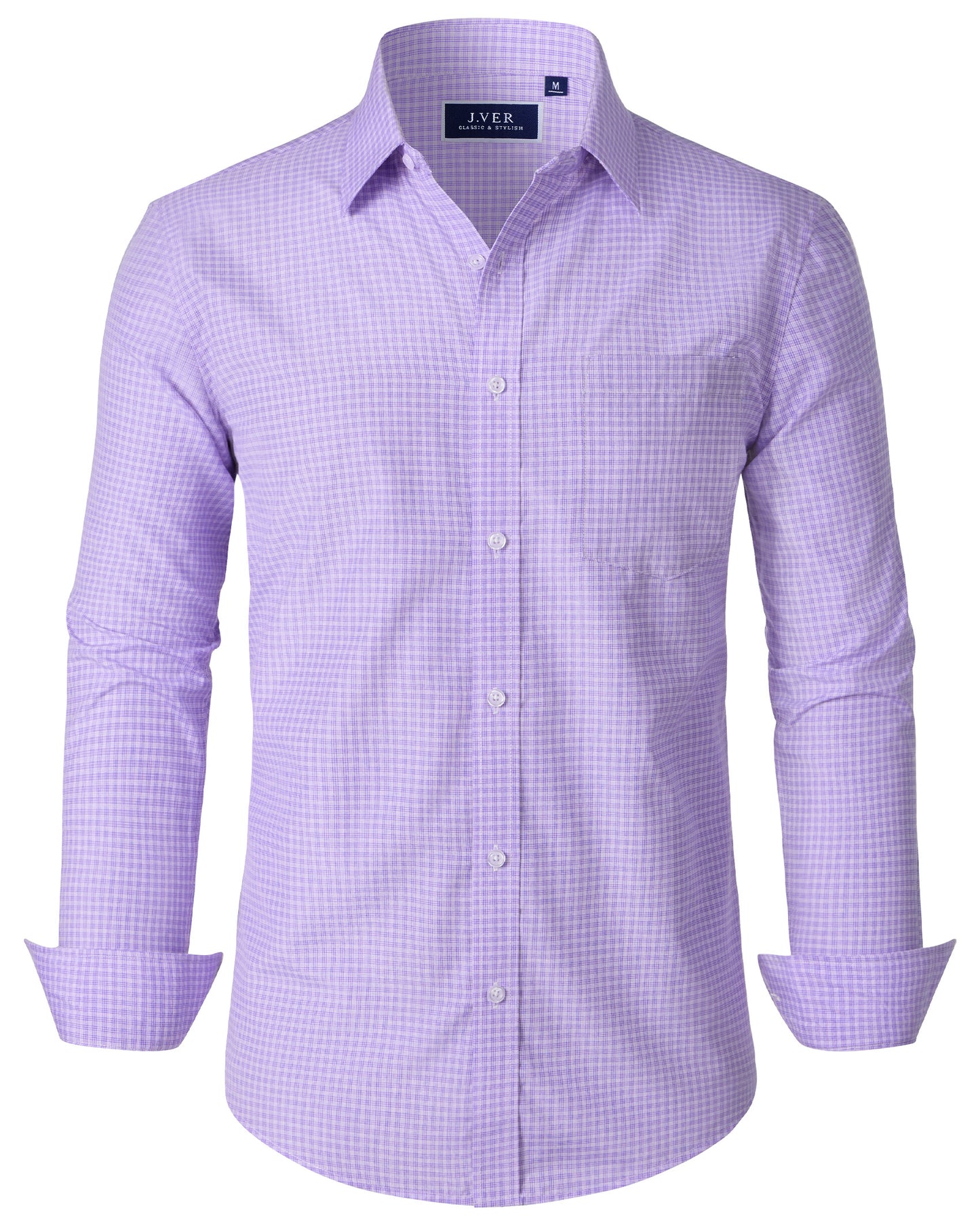 J.VER Men's Button Down Shirts Wrinkle Free Plaid Dress Shirt