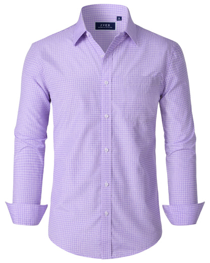 J.VER Men's Button Down Shirts Wrinkle Free Plaid Dress Shirt