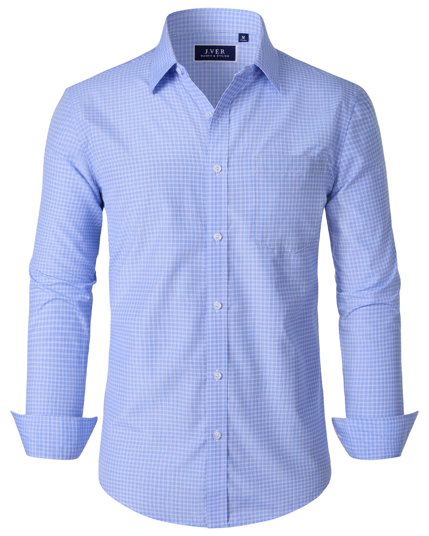 J.VER Men's Button Down Shirts Wrinkle Free Plaid Dress Shirt
