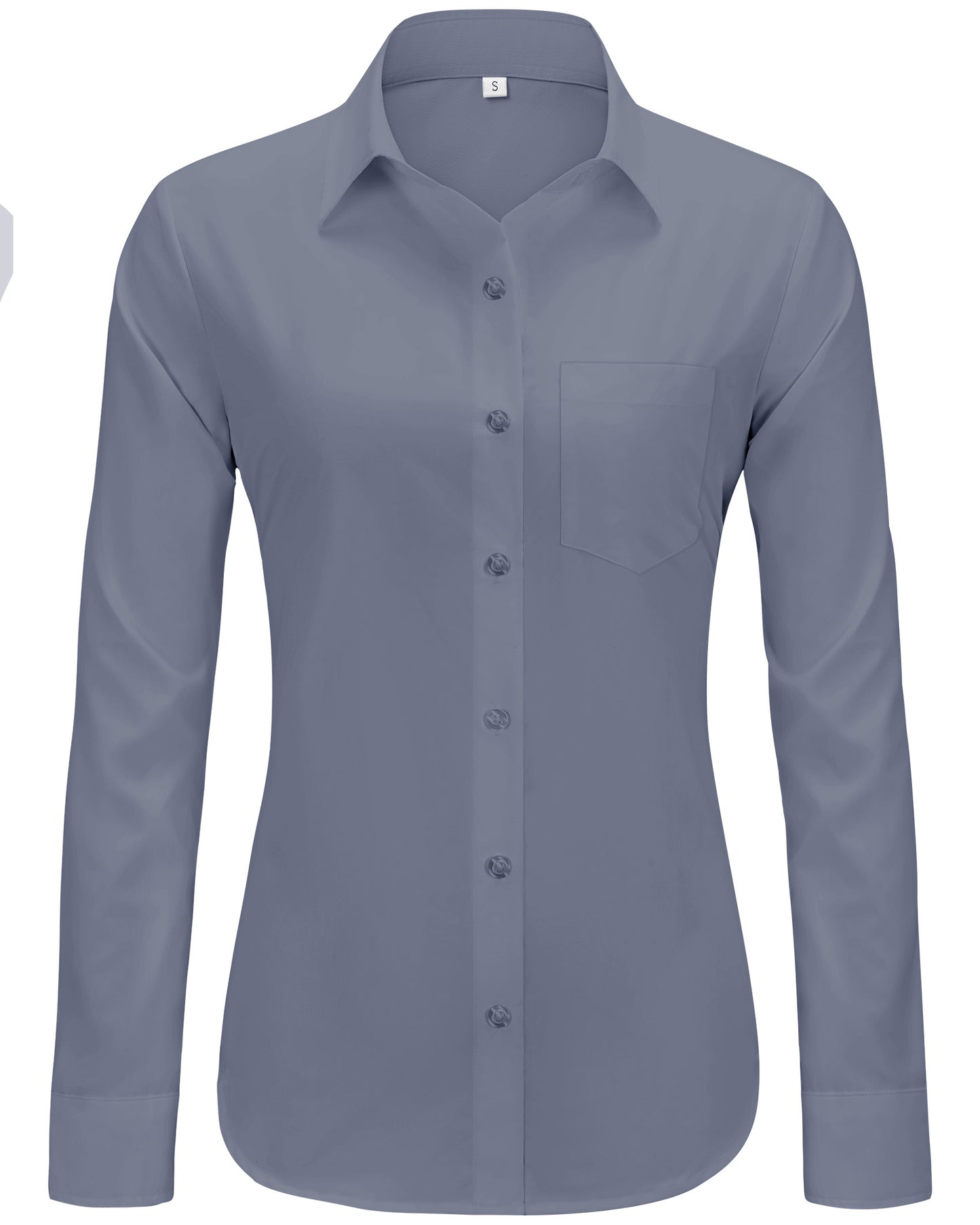 Womens Solid Wrinkle Free Button Down Long Sleeve Dress Shirts